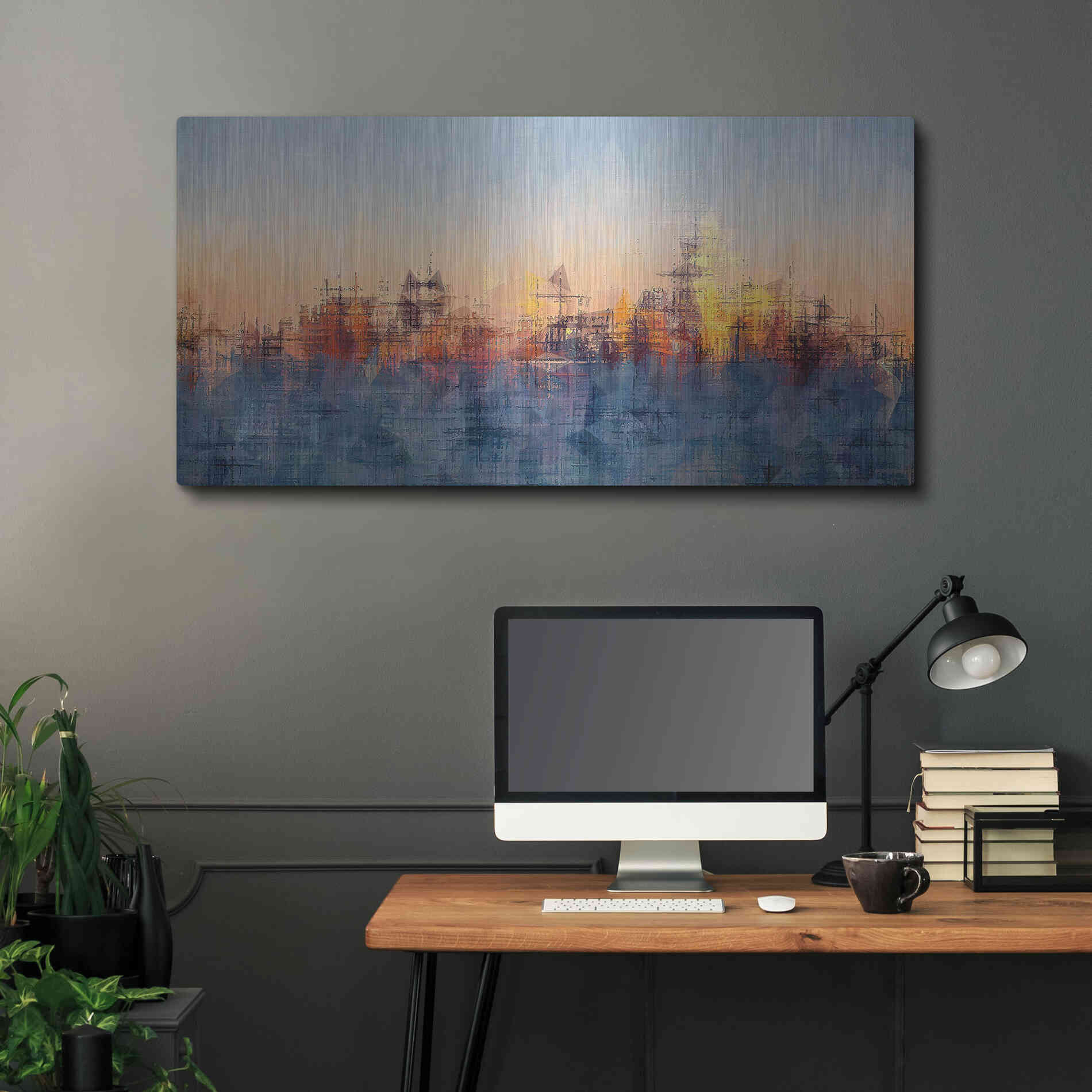 Luxe Metal Art 'Metro Morning 2' by David Manlove, Metal Wall Art,48x24