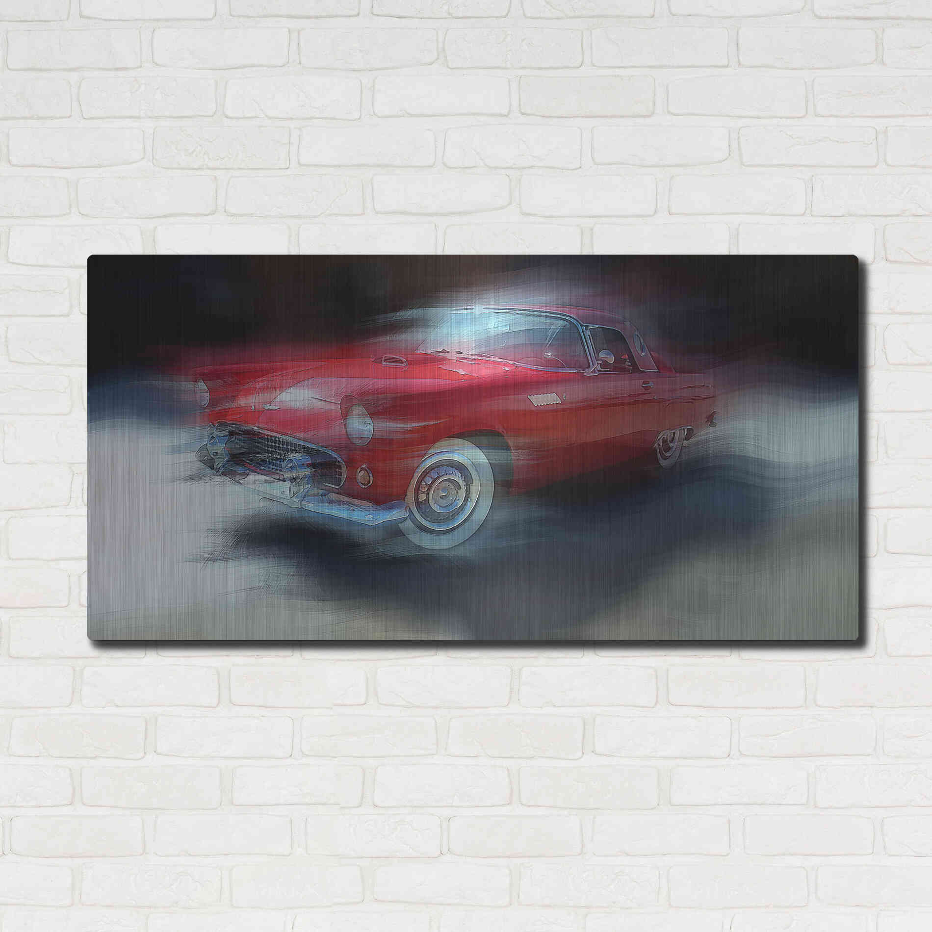 Luxe Metal Art 'Red Thunderbird' by David Manlove, Metal Wall Art,48x24