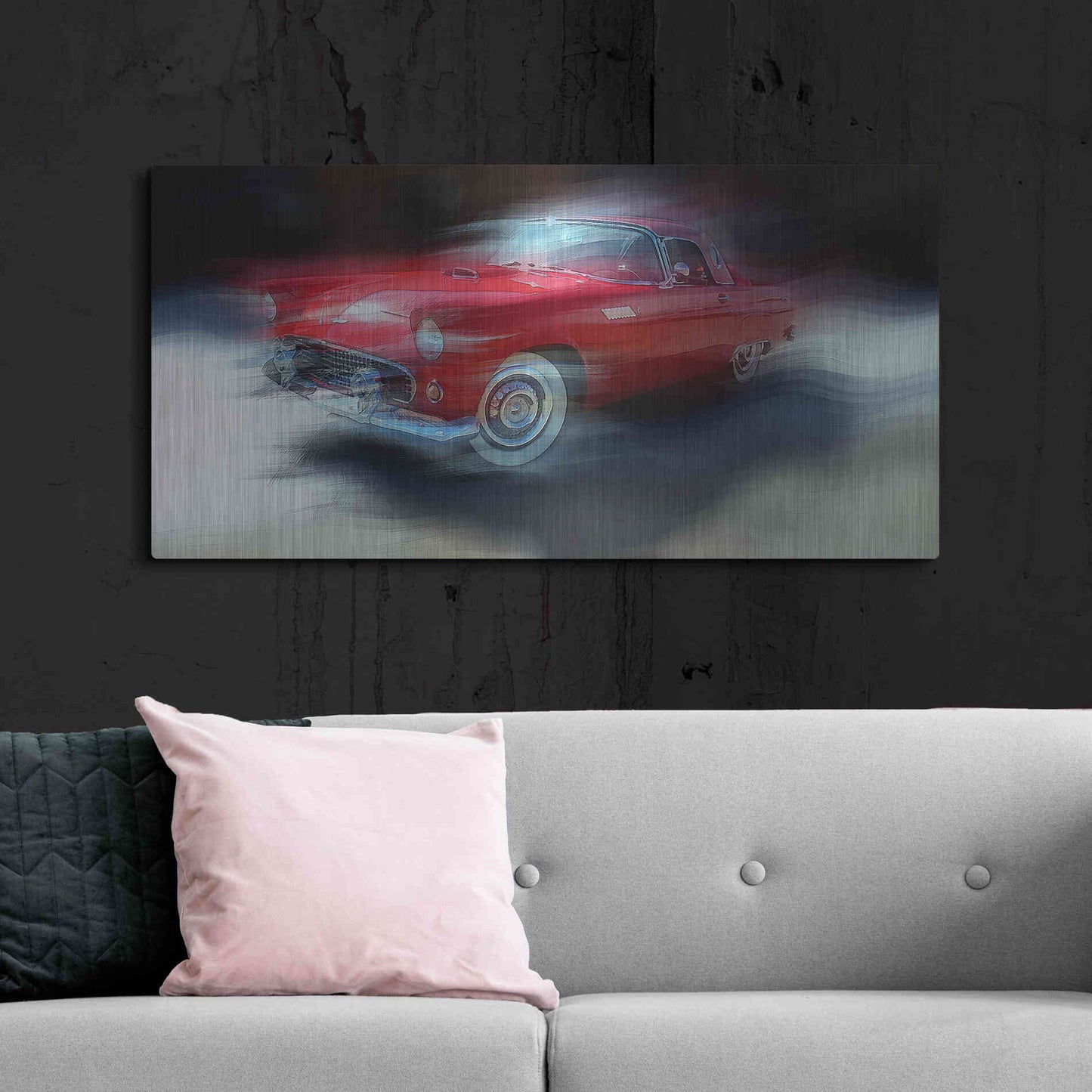 Luxe Metal Art 'Red Thunderbird' by David Manlove, Metal Wall Art,48x24