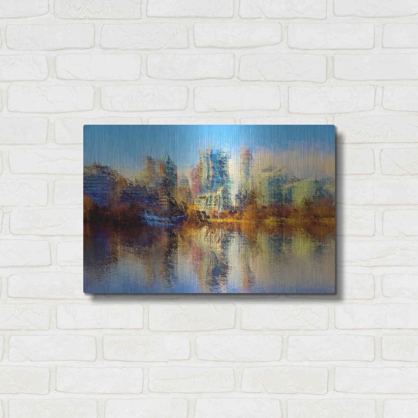 Luxe Metal Art 'Urban Lake View' by David Manlove, Metal Wall Art,24x16