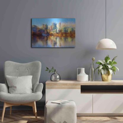 Luxe Metal Art 'Urban Lake View' by David Manlove, Metal Wall Art,24x16