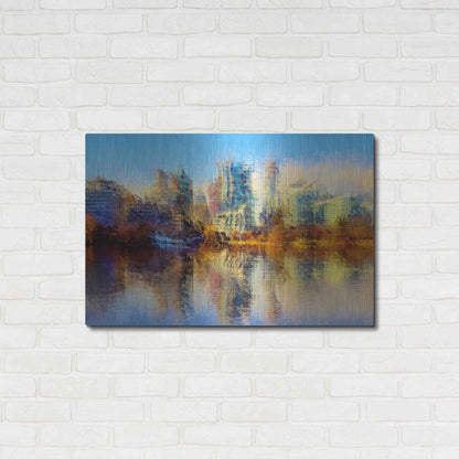 Luxe Metal Art 'Urban Lake View' by David Manlove, Metal Wall Art,36x24