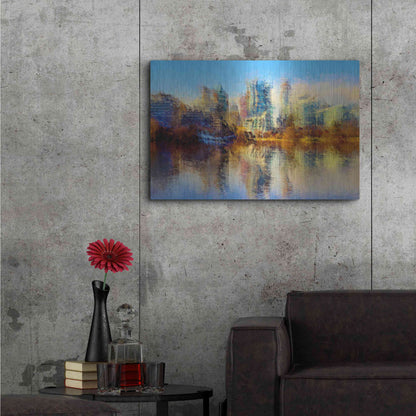 Luxe Metal Art 'Urban Lake View' by David Manlove, Metal Wall Art,36x24