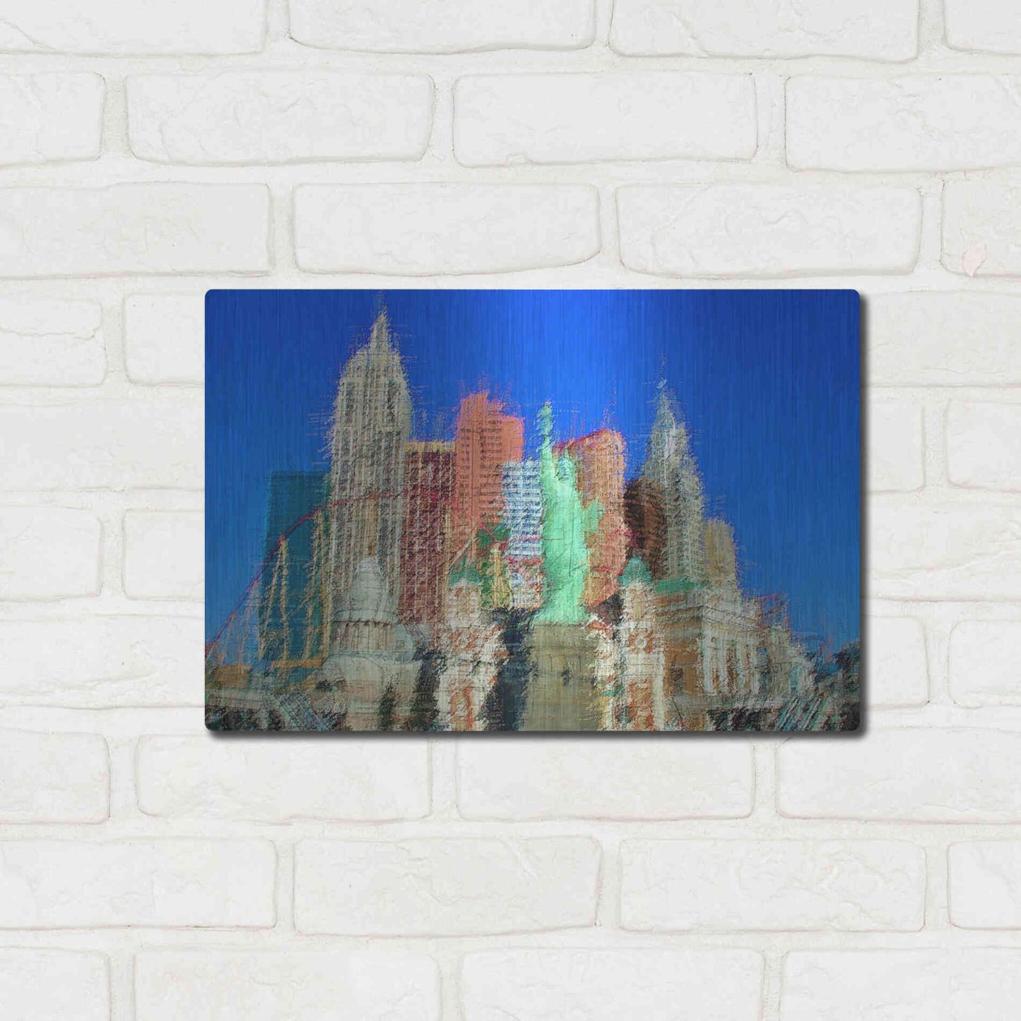 Luxe Metal Art 'NewYorkLasVegas' by David Manlove, Metal Wall Art,16x12