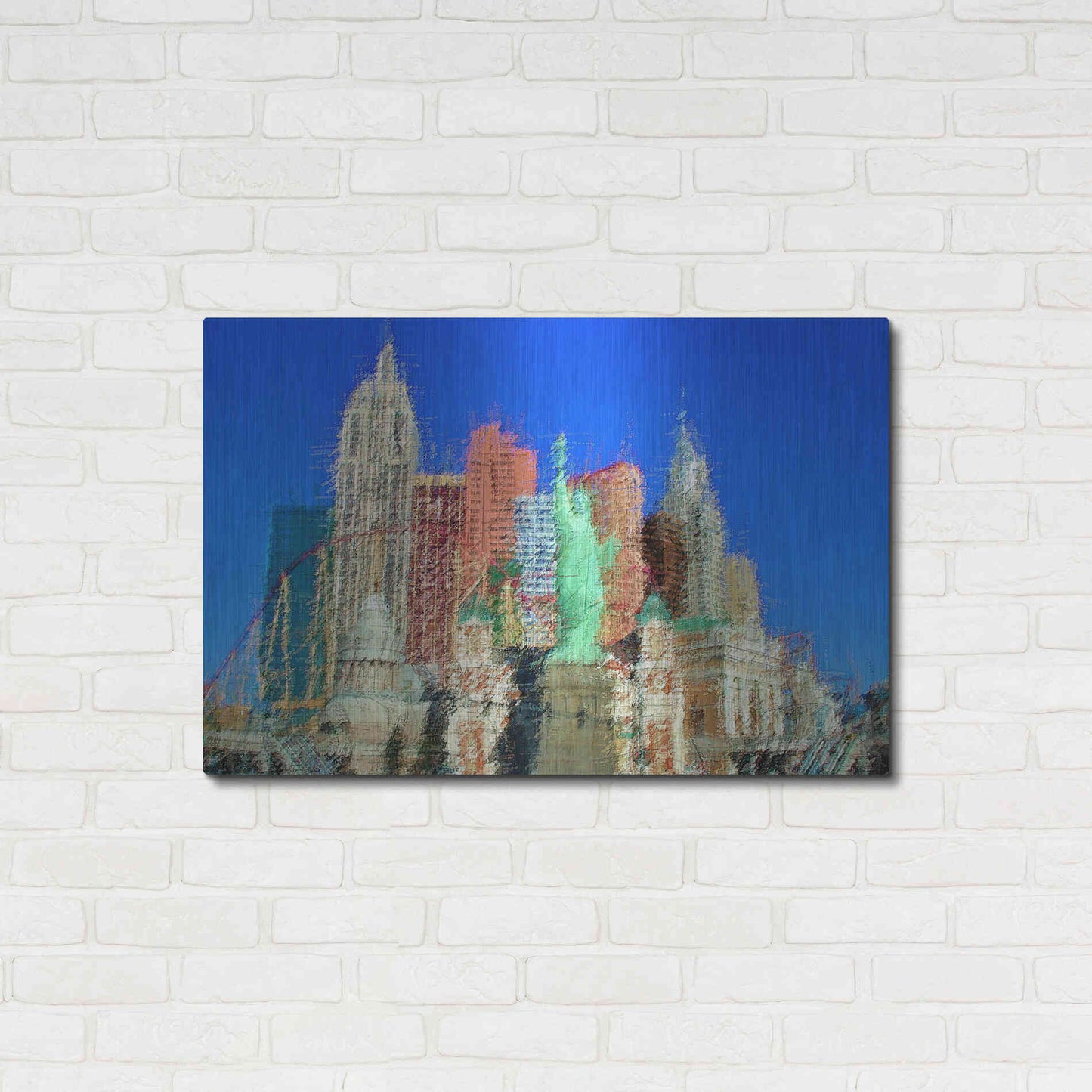 Luxe Metal Art 'NewYorkLasVegas' by David Manlove, Metal Wall Art,36x24