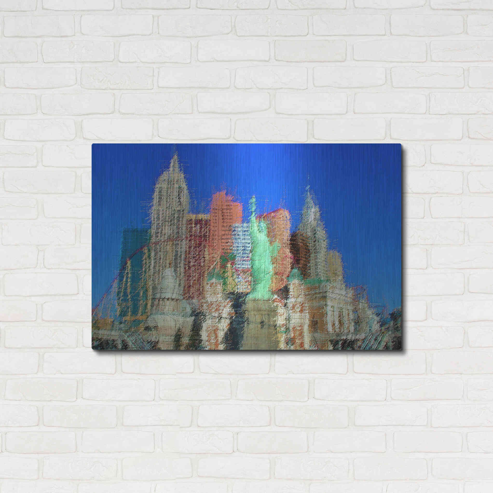 Luxe Metal Art 'NewYorkLasVegas' by David Manlove, Metal Wall Art,36x24