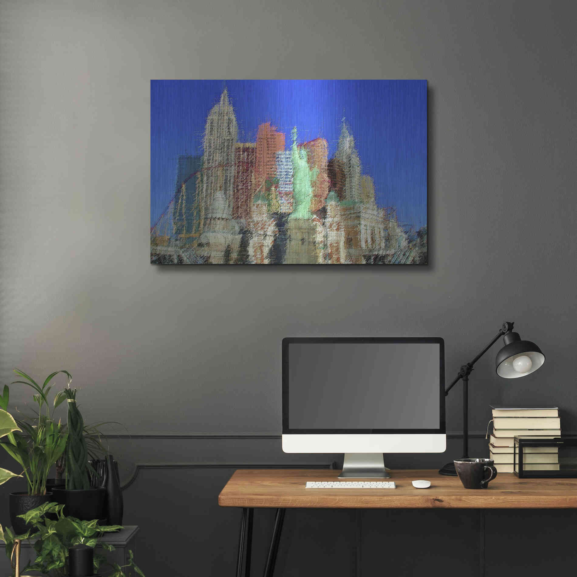 Luxe Metal Art 'NewYorkLasVegas' by David Manlove, Metal Wall Art,36x24