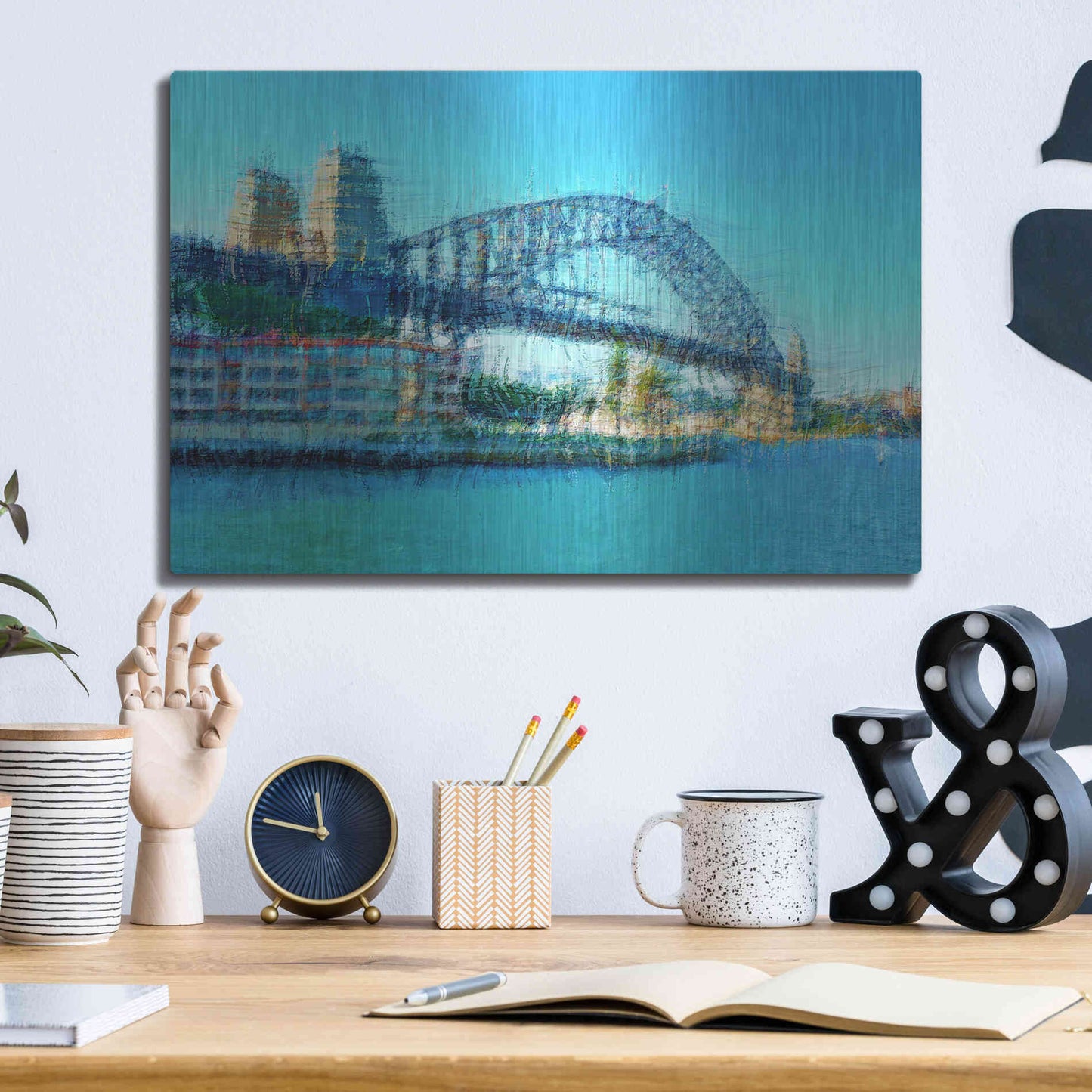 Luxe Metal Art 'Sydney Harbour Bridge' by David Manlove, Metal Wall Art,16x12