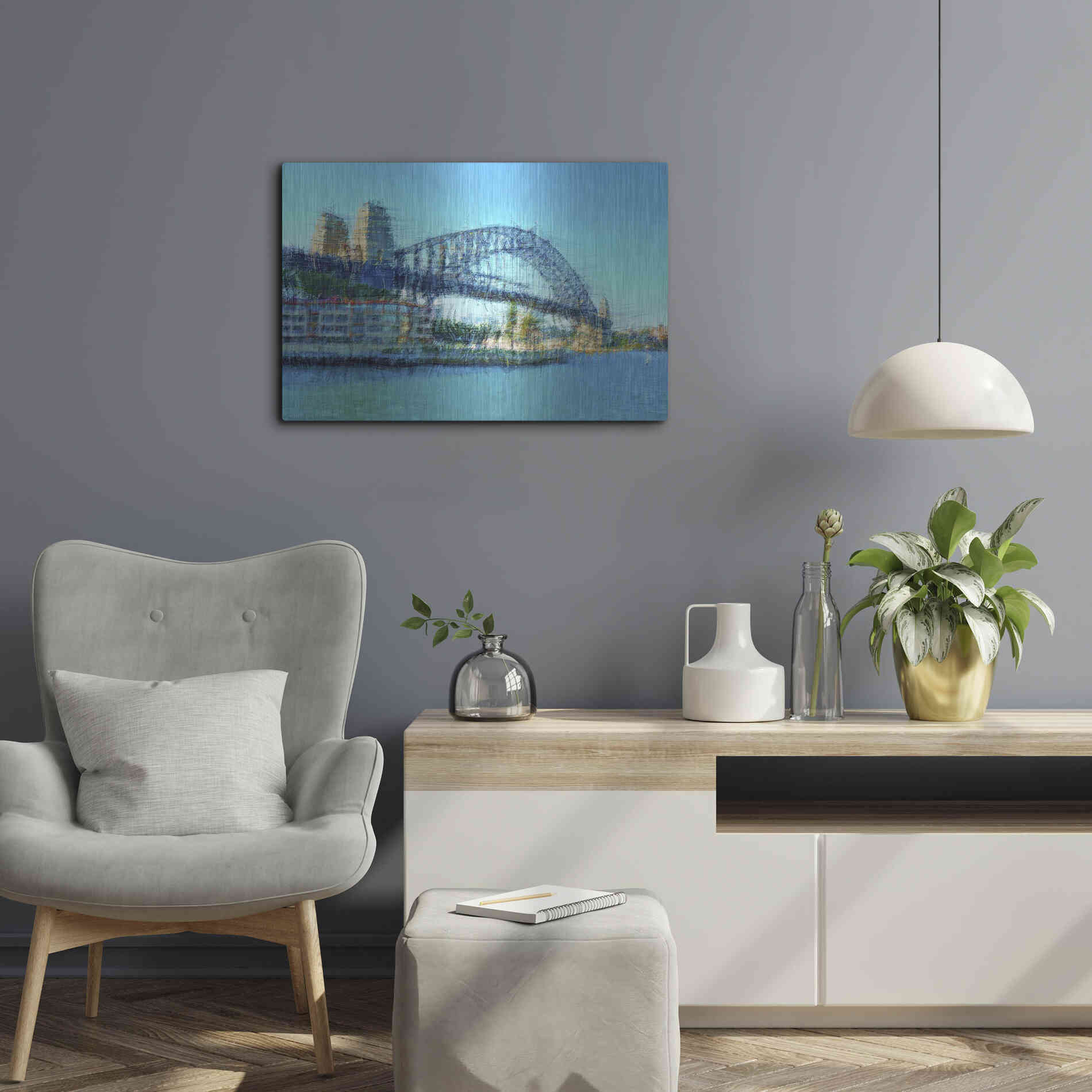 Luxe Metal Art 'Sydney Harbour Bridge' by David Manlove, Metal Wall Art,24x16