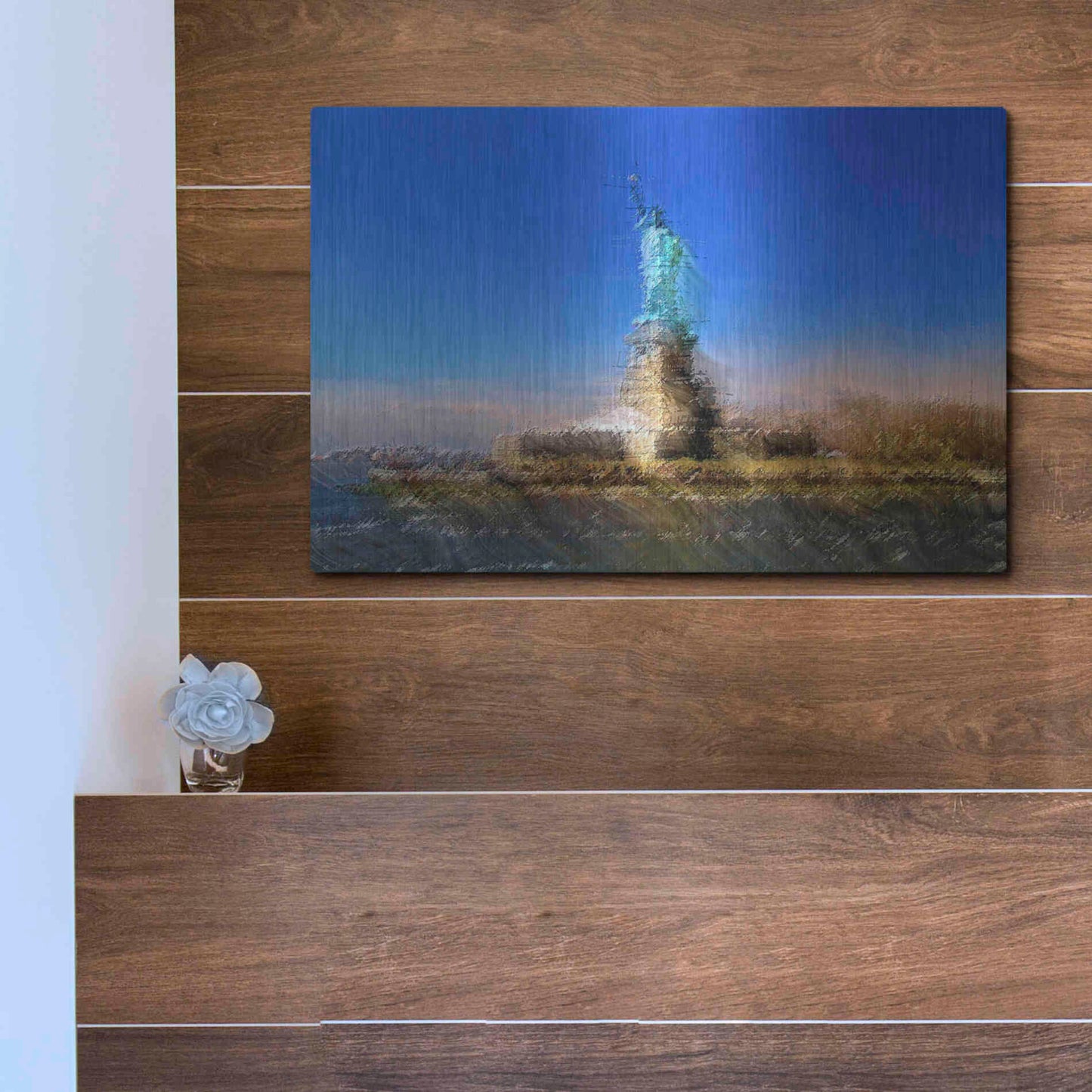 Luxe Metal Art 'Liberty A' by David Manlove, Metal Wall Art,16x12