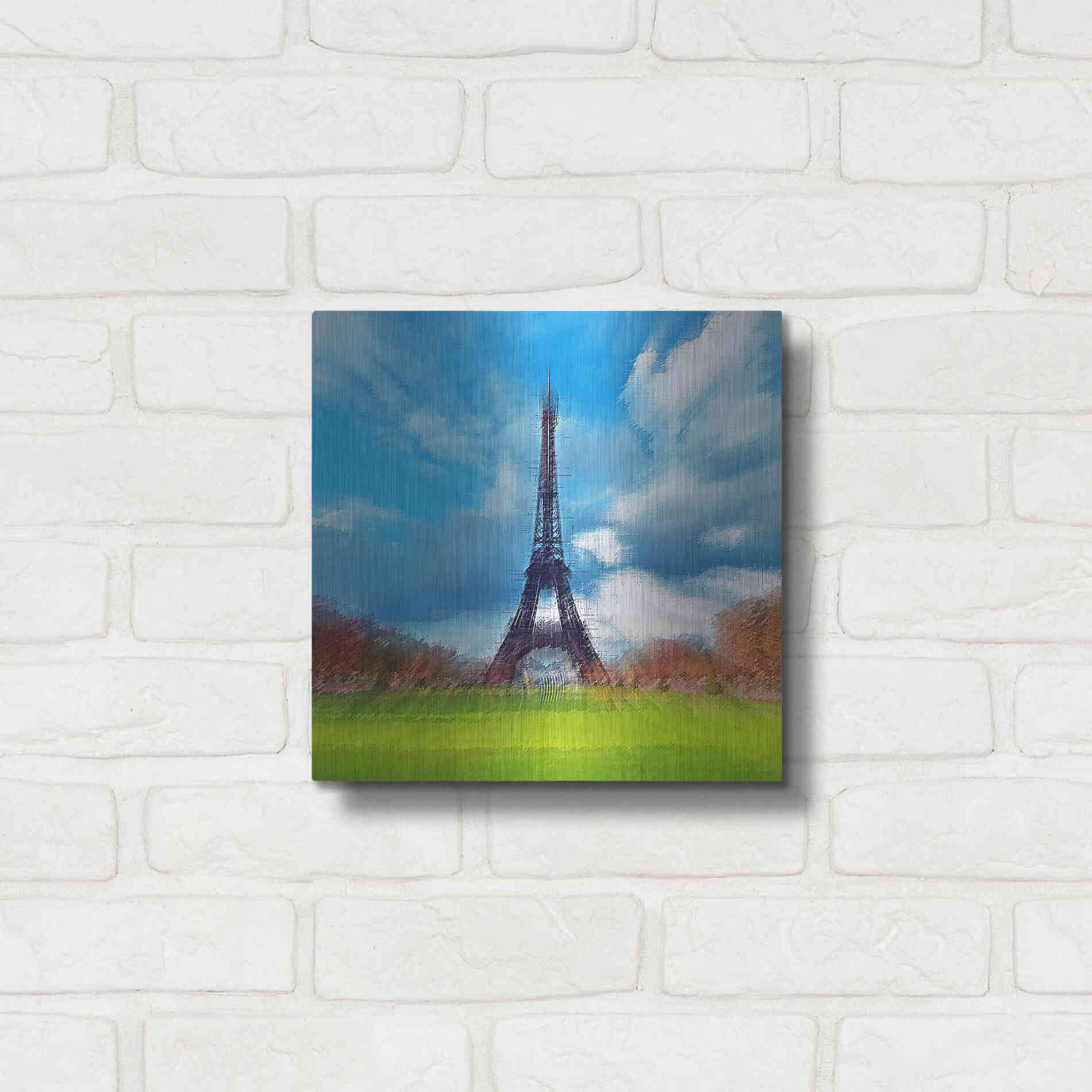 Luxe Metal Art 'Eiffel Tower' by David Manlove, Metal Wall Art,12x12