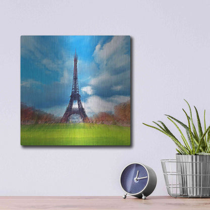 Luxe Metal Art 'Eiffel Tower' by David Manlove, Metal Wall Art,12x12