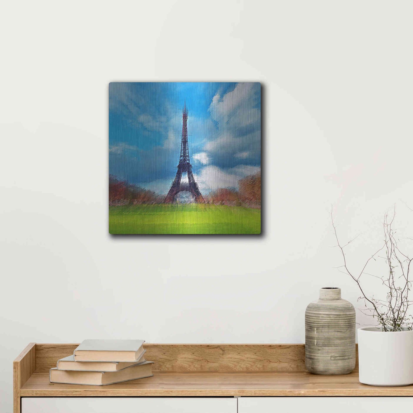 Luxe Metal Art 'Eiffel Tower' by David Manlove, Metal Wall Art,12x12