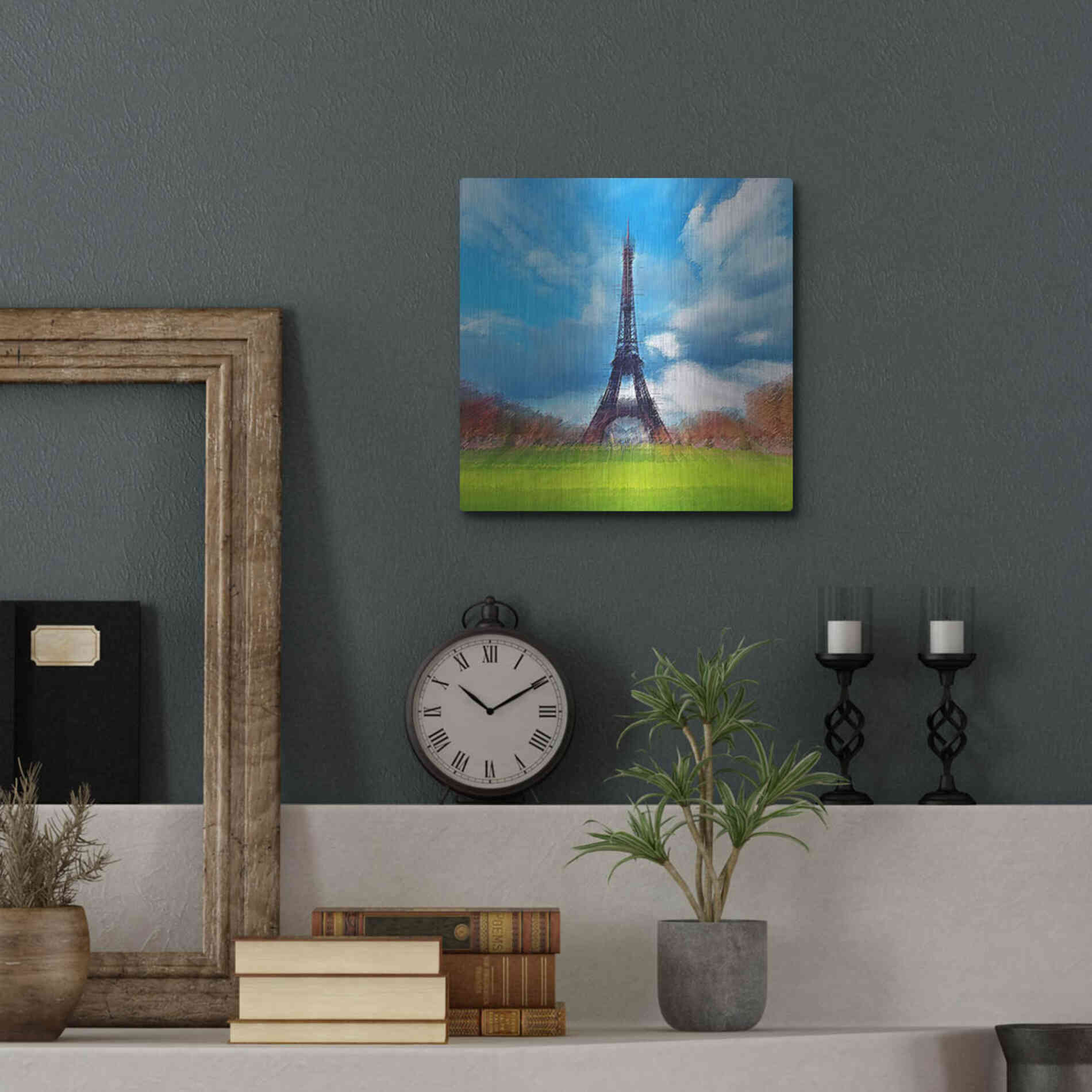 Luxe Metal Art 'Eiffel Tower' by David Manlove, Metal Wall Art,12x12