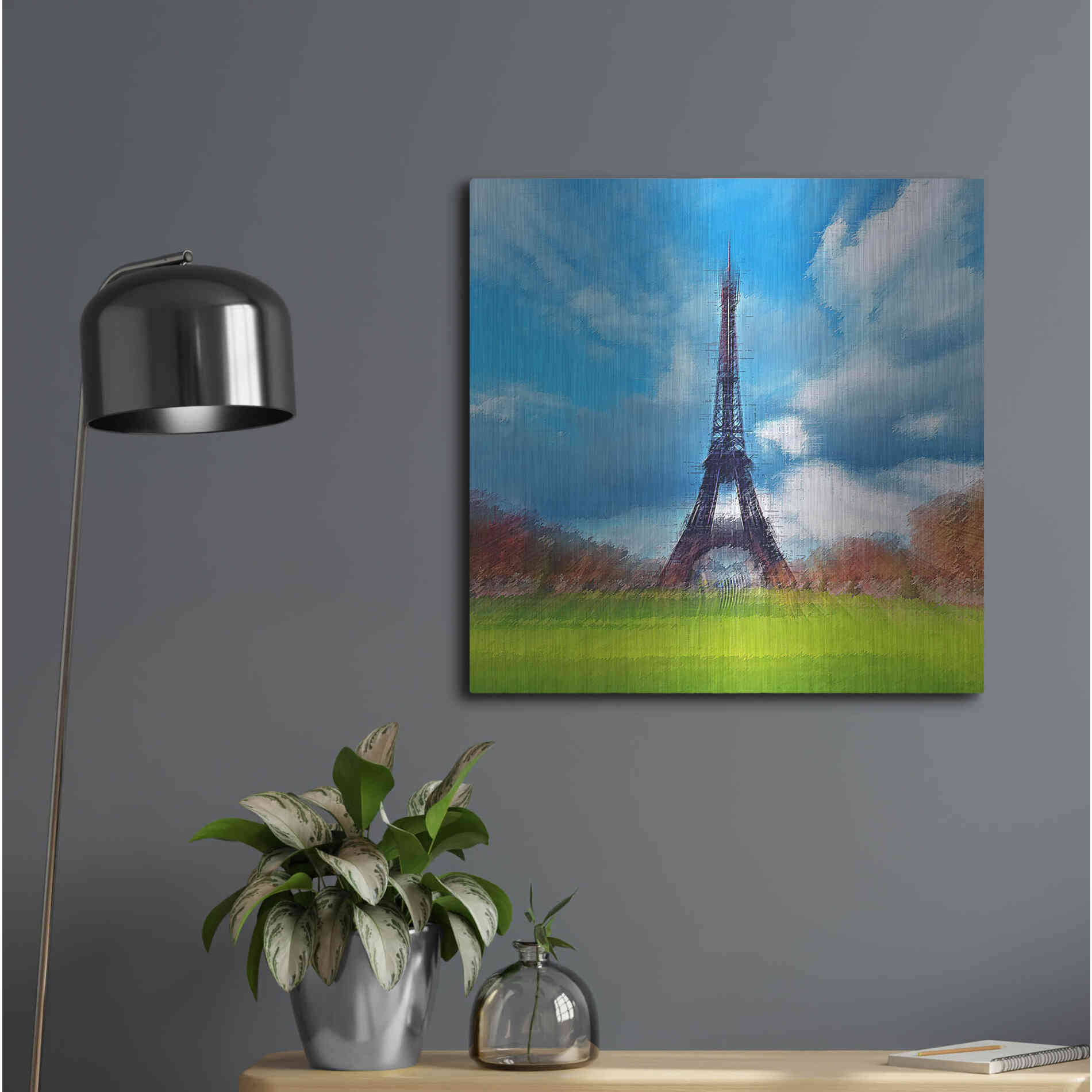 Luxe Metal Art 'Eiffel Tower' by David Manlove, Metal Wall Art,24x24