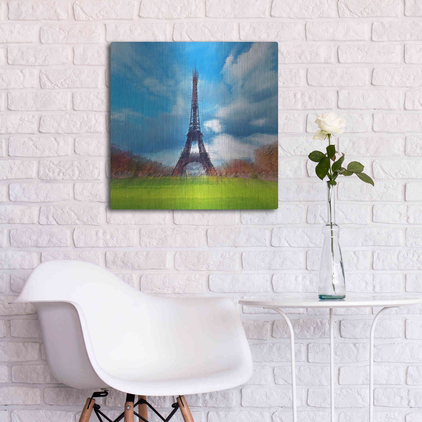 Luxe Metal Art 'Eiffel Tower' by David Manlove, Metal Wall Art,24x24