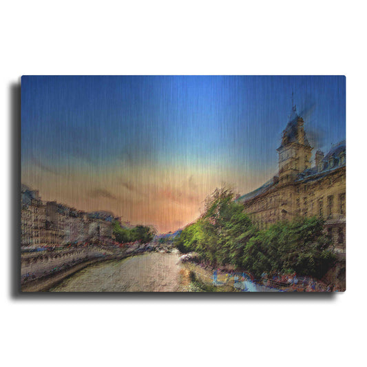 Luxe Metal Art 'River Seine A' by David Manlove, Metal Wall Art