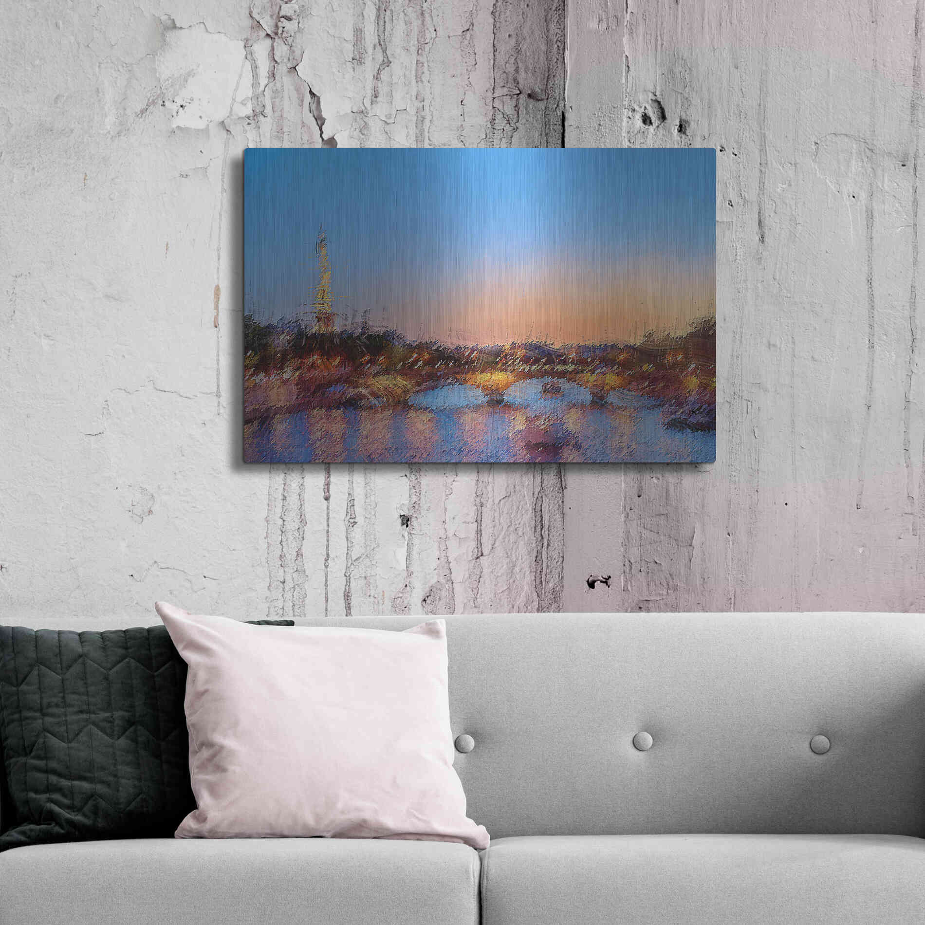 Luxe Metal Art 'Seine Eiffle Paris A' by David Manlove, Metal Wall Art,36x24