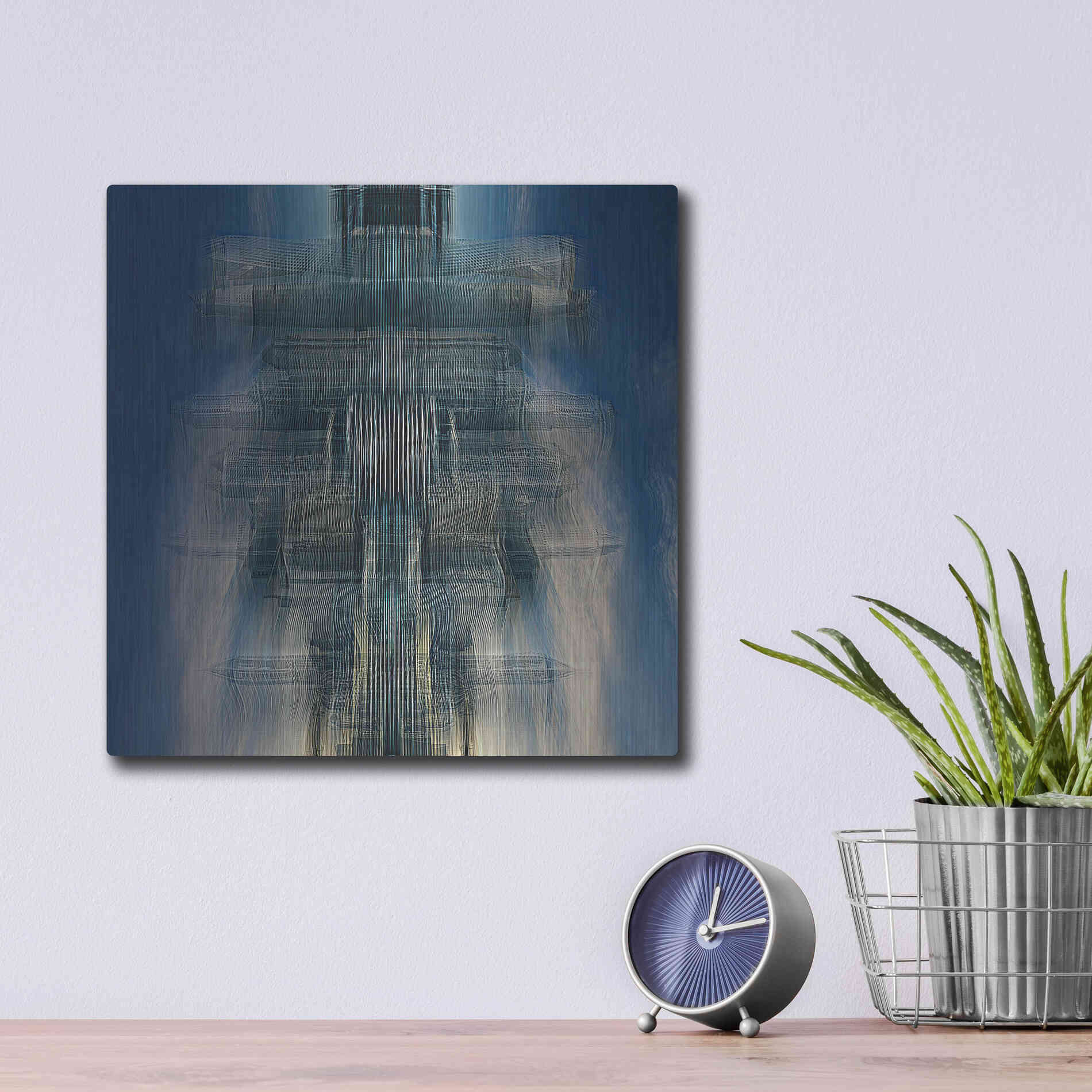 Luxe Metal Art 'Living Space Station' by David Manlove, Metal Wall Art,12x12