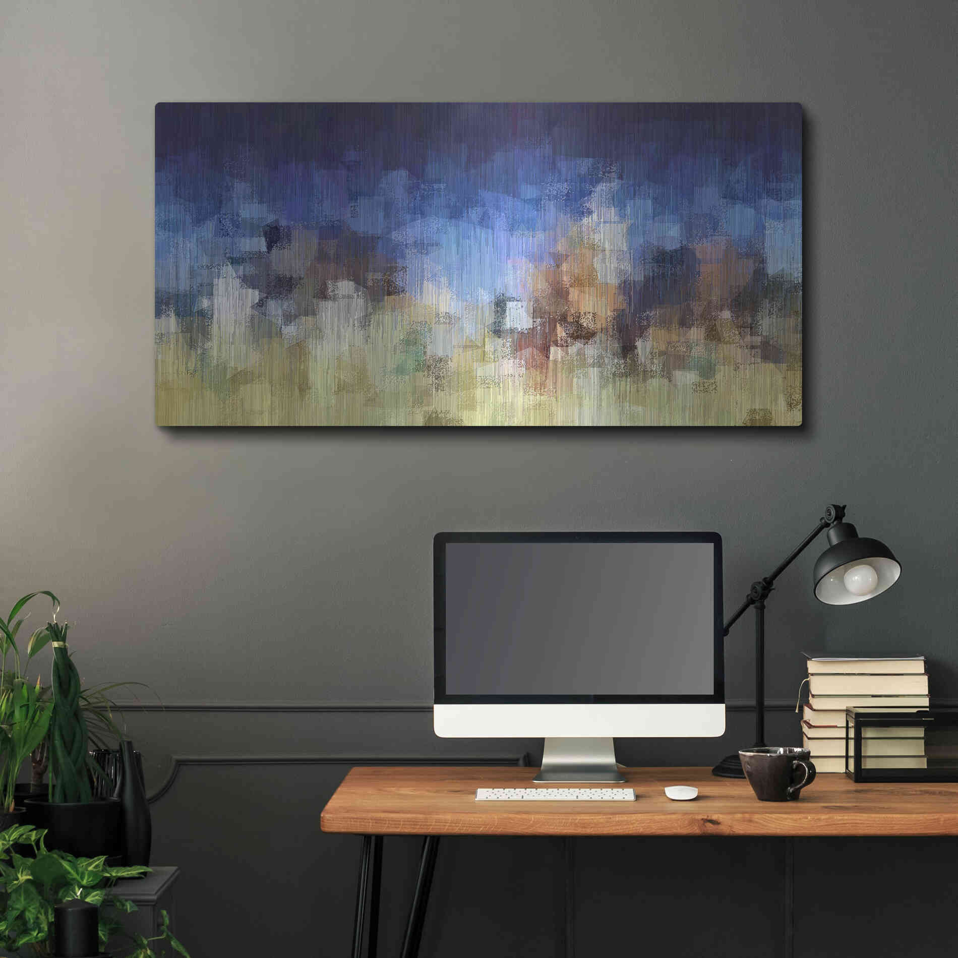 Luxe Metal Art 'My City Digital' by David Manlove, Metal Wall Art,48x24