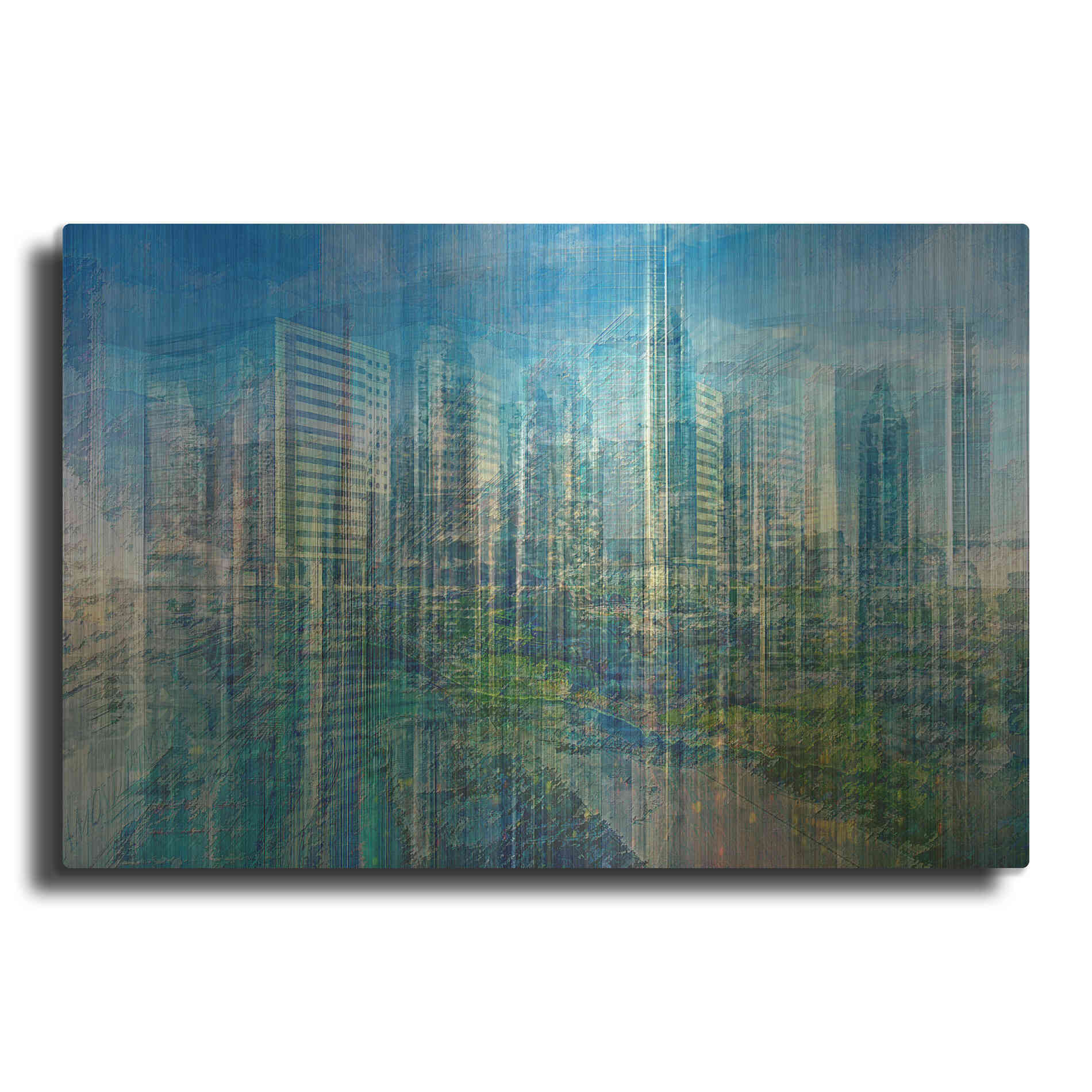 Luxe Metal Art 'Emerald City' by David Manlove, Metal Wall Art