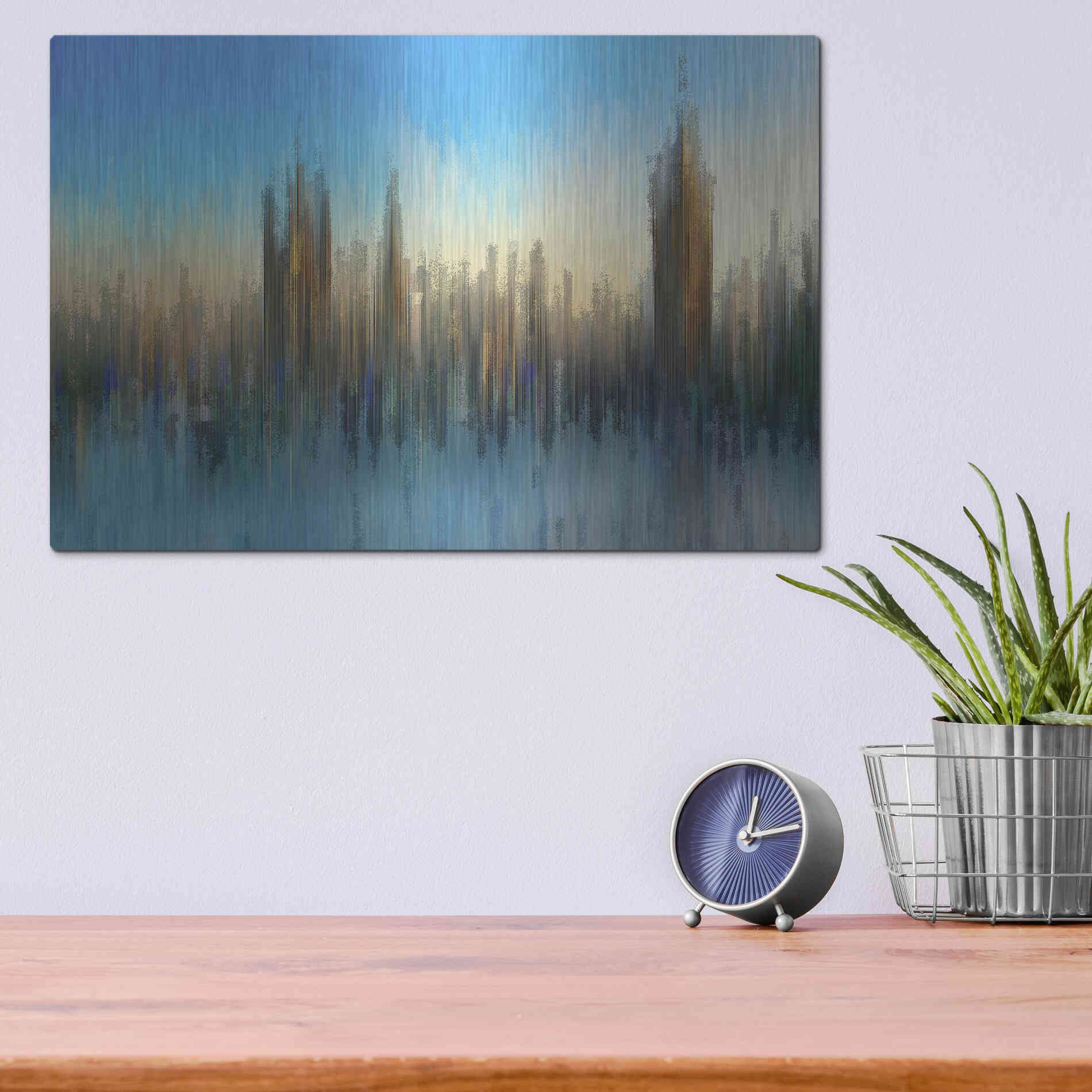 Luxe Metal Art 'PixelWestminster' by David Manlove, Metal Wall Art,16x12