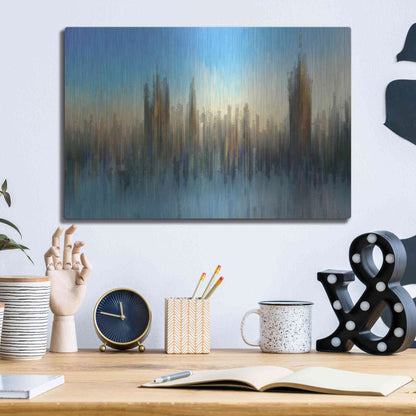 Luxe Metal Art 'PixelWestminster' by David Manlove, Metal Wall Art,16x12