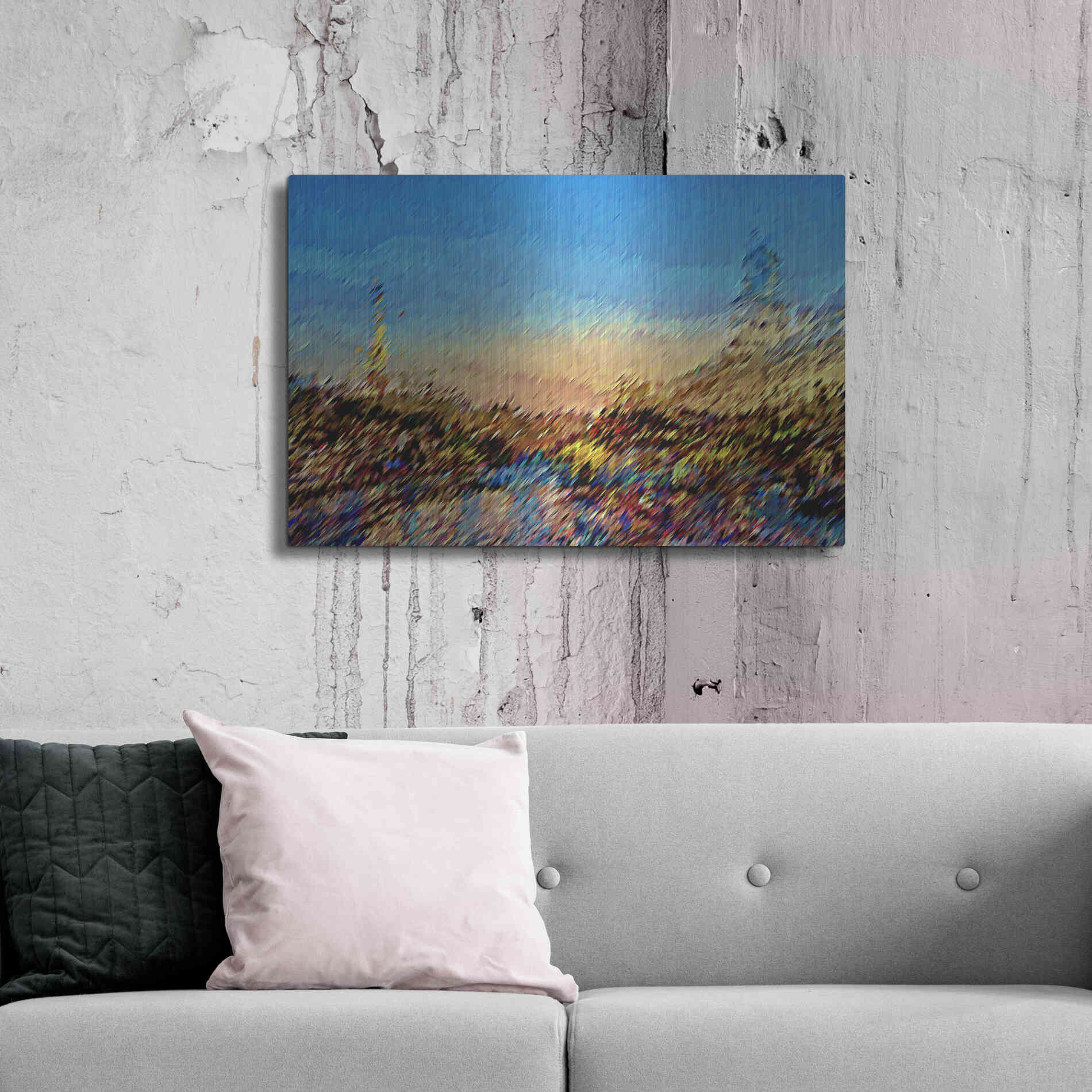 Luxe Metal Art 'Seine River Abstract' by David Manlove, Metal Wall Art,36x24