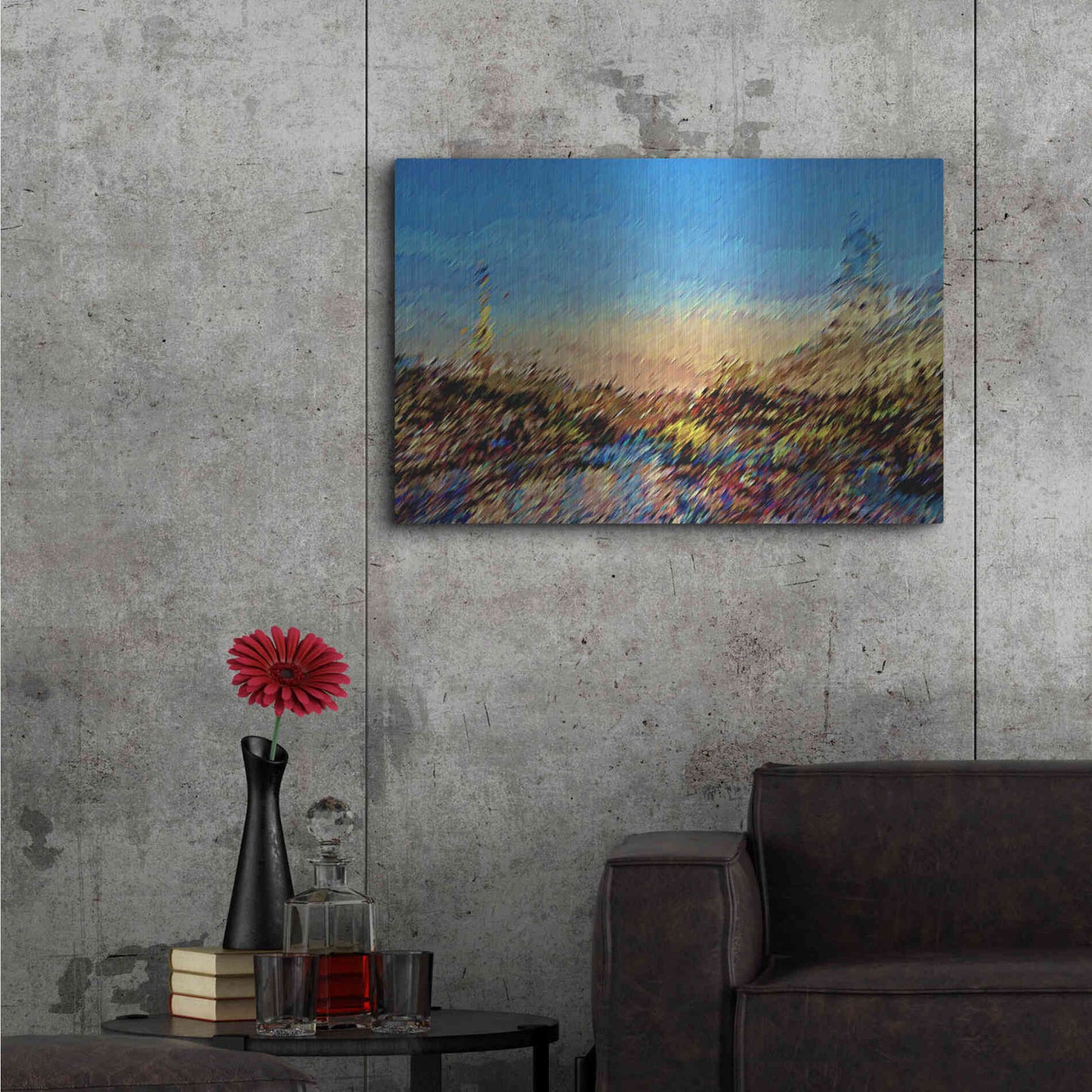 Luxe Metal Art 'Seine River Abstract' by David Manlove, Metal Wall Art,36x24