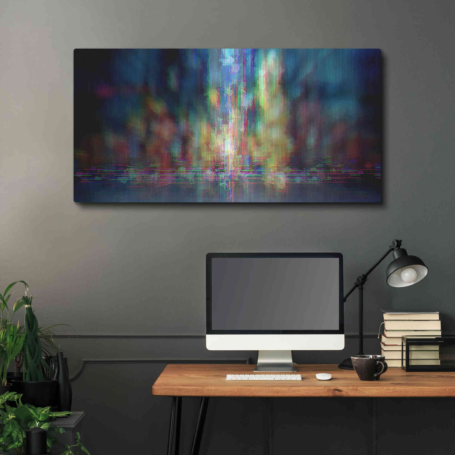 Luxe Metal Art 'Neon Jungle' by David Manlove, Metal Wall Art,48x24