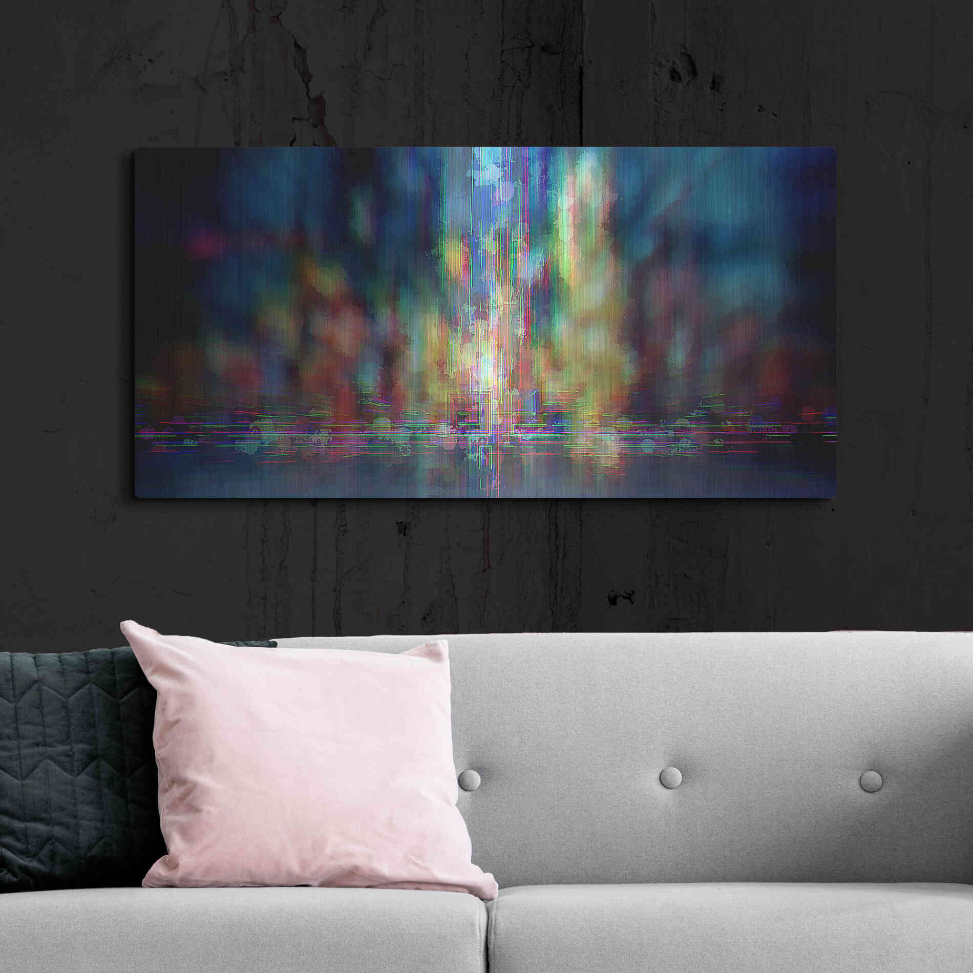 Luxe Metal Art 'Neon Jungle' by David Manlove, Metal Wall Art,48x24