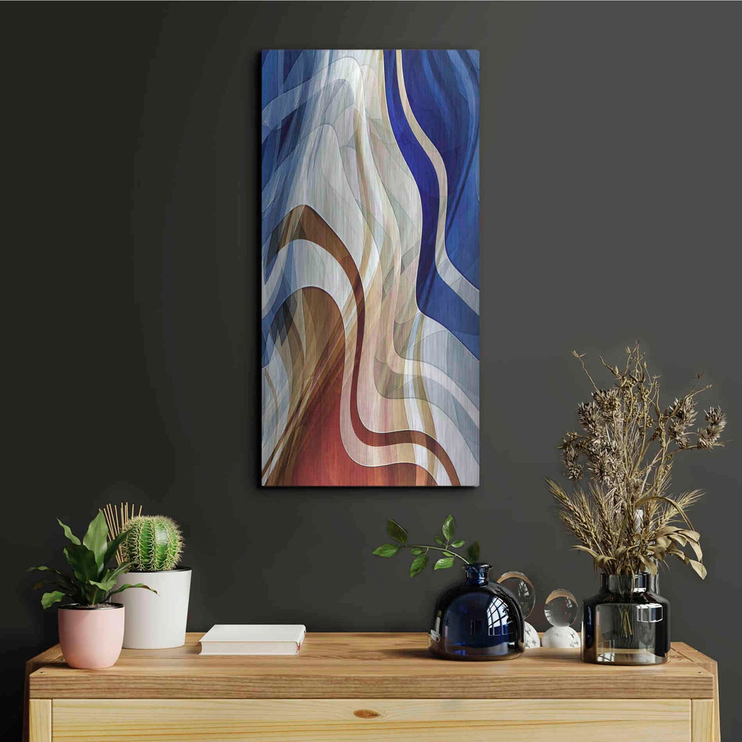 Luxe Metal Art 'Liquid Wind' by David Manlove, Metal Wall Art,12x24