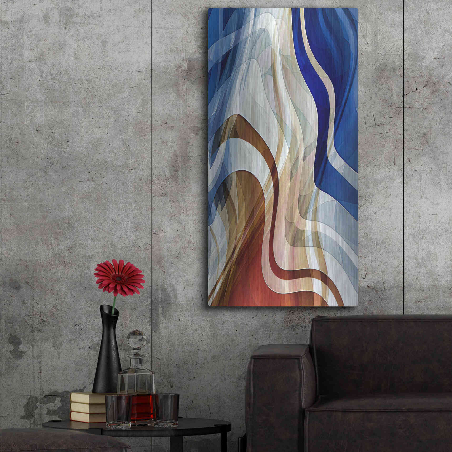 Luxe Metal Art 'Liquid Wind' by David Manlove, Metal Wall Art,24x48