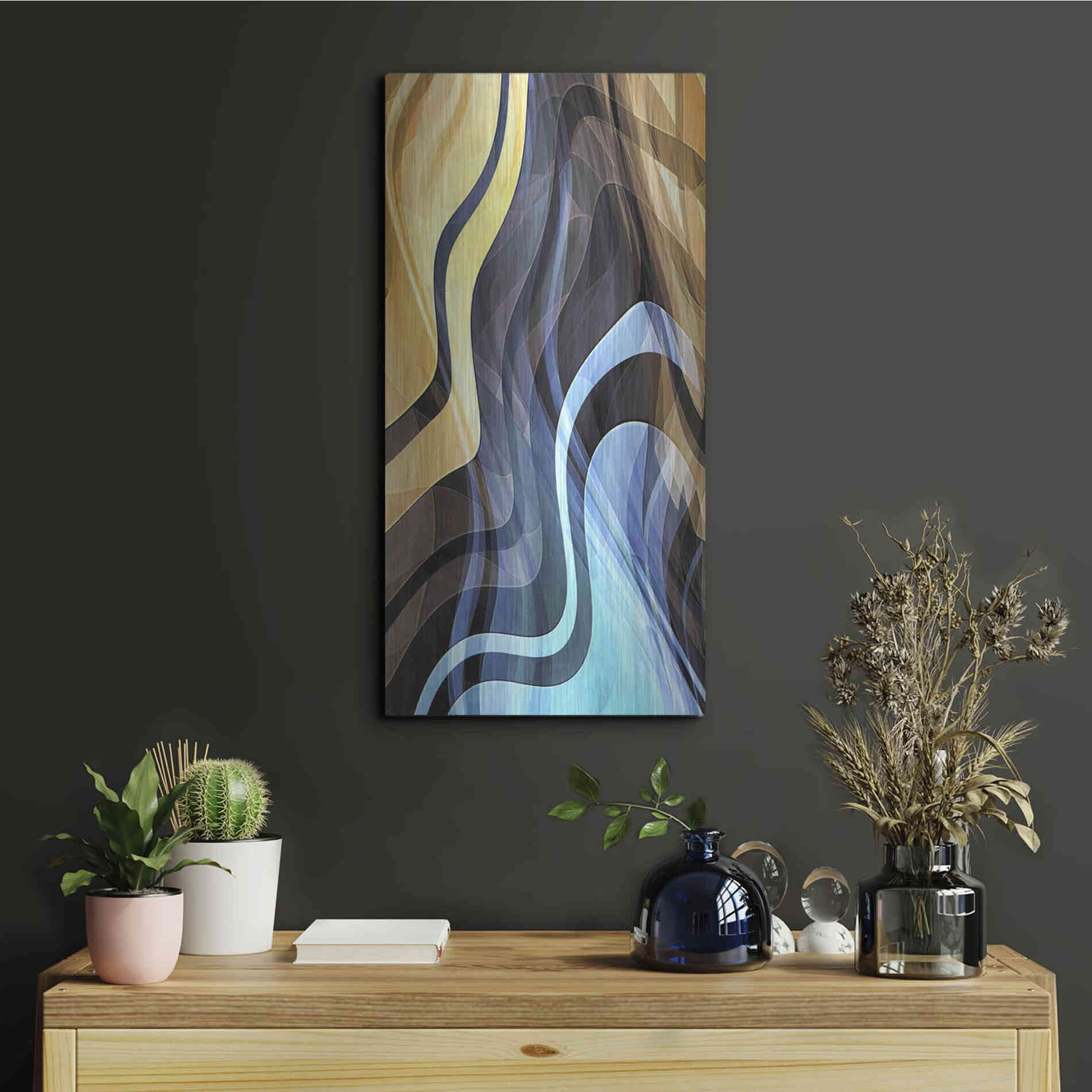 Luxe Metal Art 'Vaporizing Gold' by David Manlove, Metal Wall Art,12x24