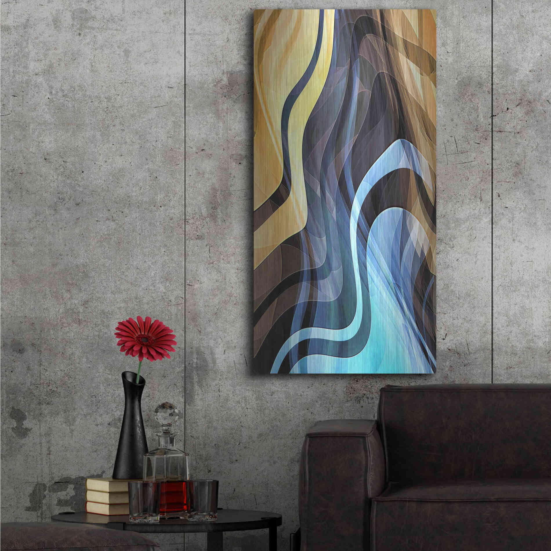 Luxe Metal Art 'Vaporizing Gold' by David Manlove, Metal Wall Art,24x48