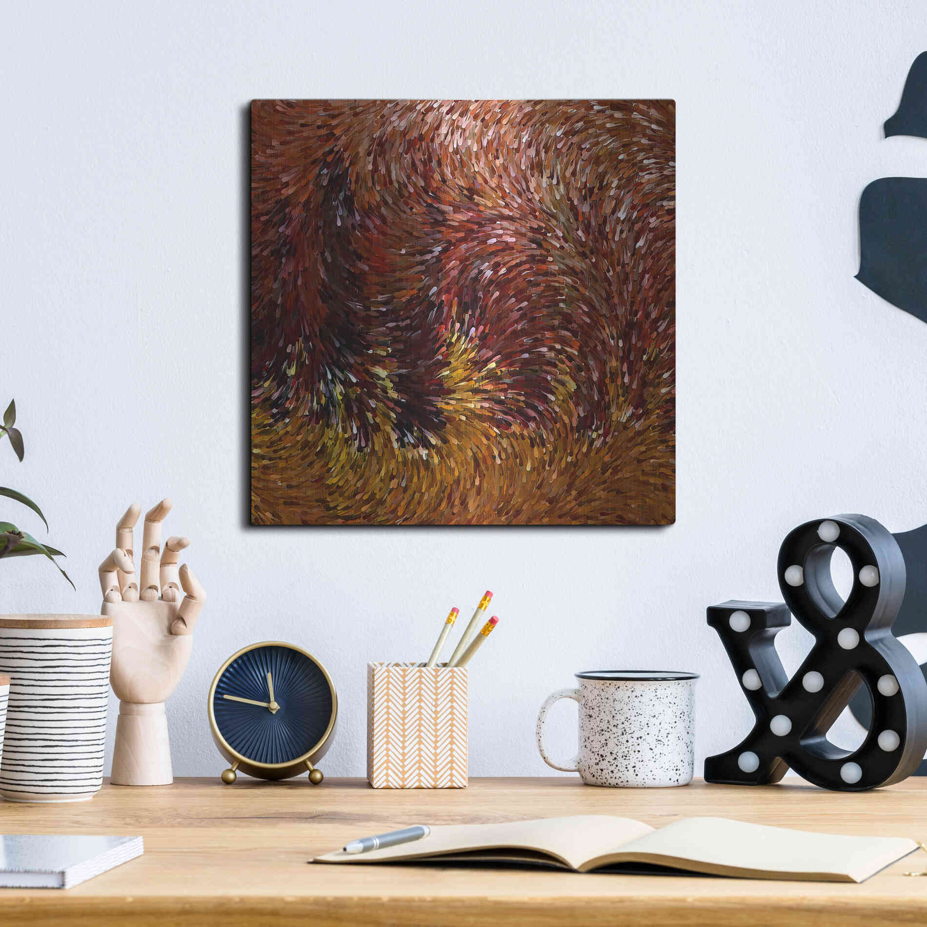 Luxe Metal Art 'Fall on Fire' by David Manlove, Metal Wall Art,12x12