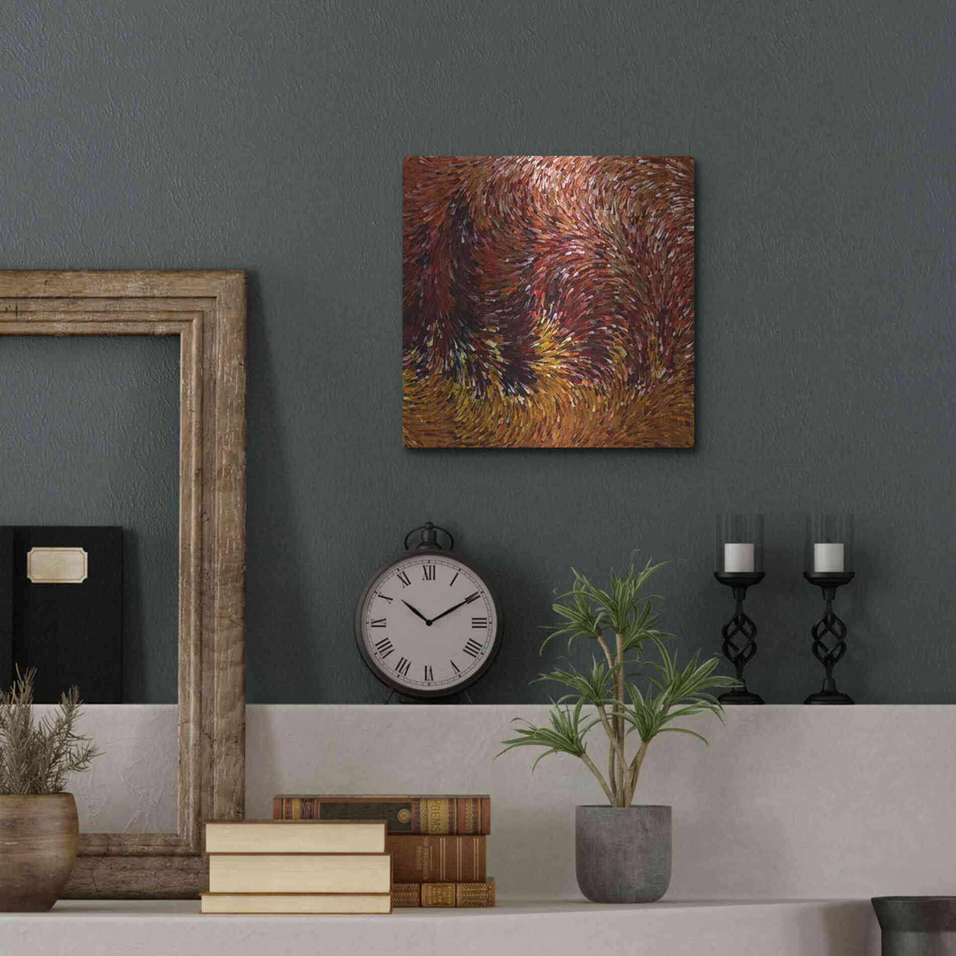 Luxe Metal Art 'Fall on Fire' by David Manlove, Metal Wall Art,12x12