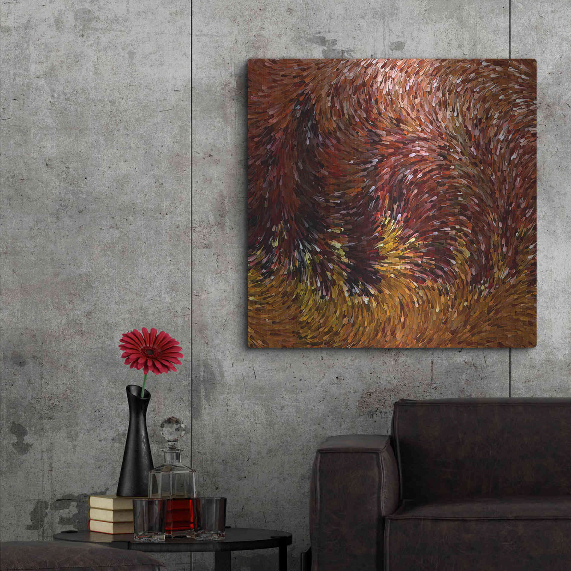 Luxe Metal Art 'Fall on Fire' by David Manlove, Metal Wall Art,36x36