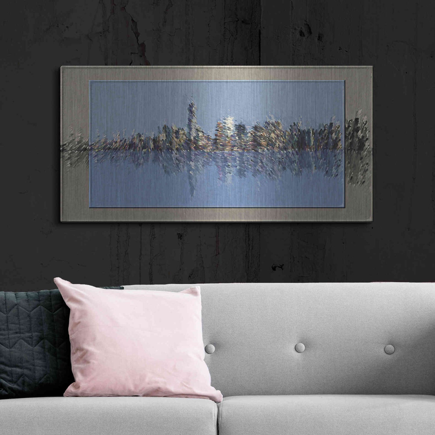 Luxe Metal Art 'New York Splash 3' by David Manlove, Metal Wall Art,48x24