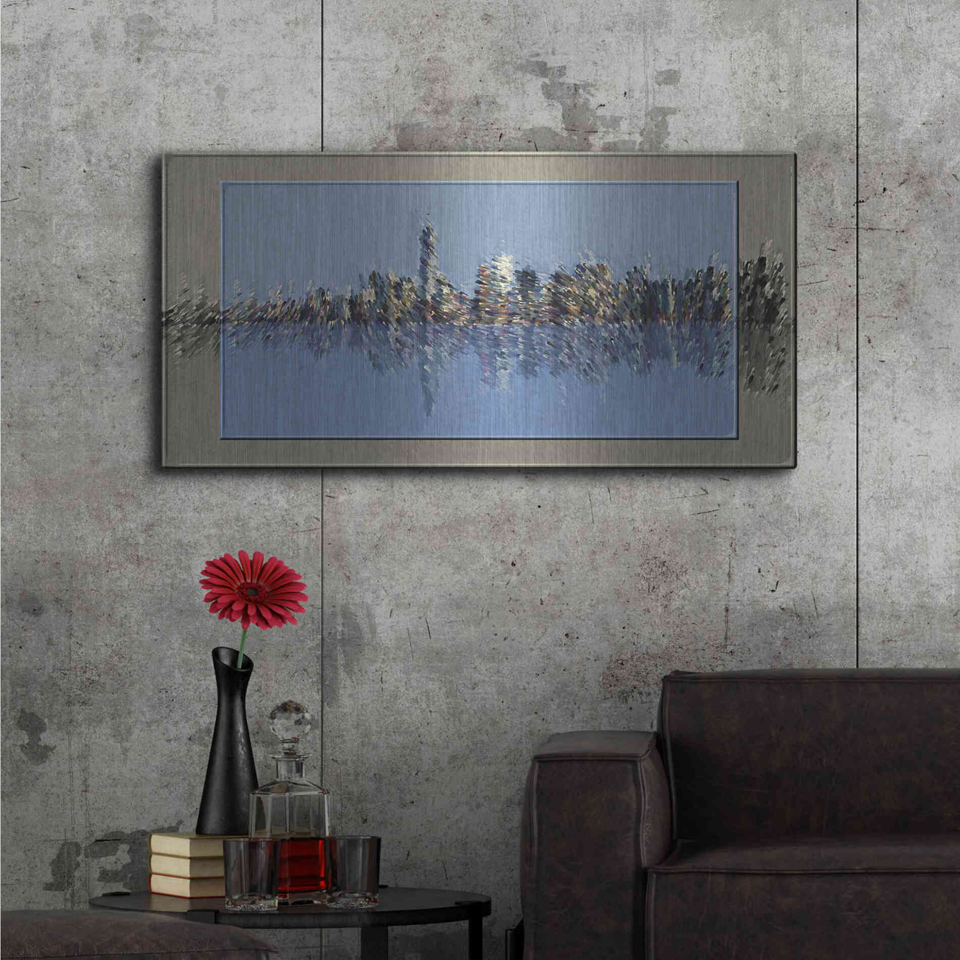 Luxe Metal Art 'New York Splash 3' by David Manlove, Metal Wall Art,48x24