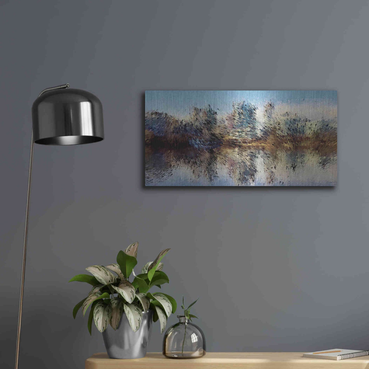 Luxe Metal Art 'Urban Lake Wind' by David Manlove, Metal Wall Art,24x12