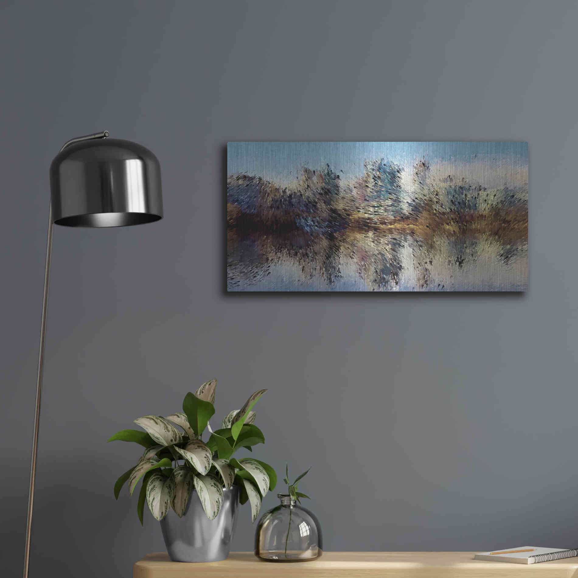 Luxe Metal Art 'Urban Lake Wind' by David Manlove, Metal Wall Art,24x12