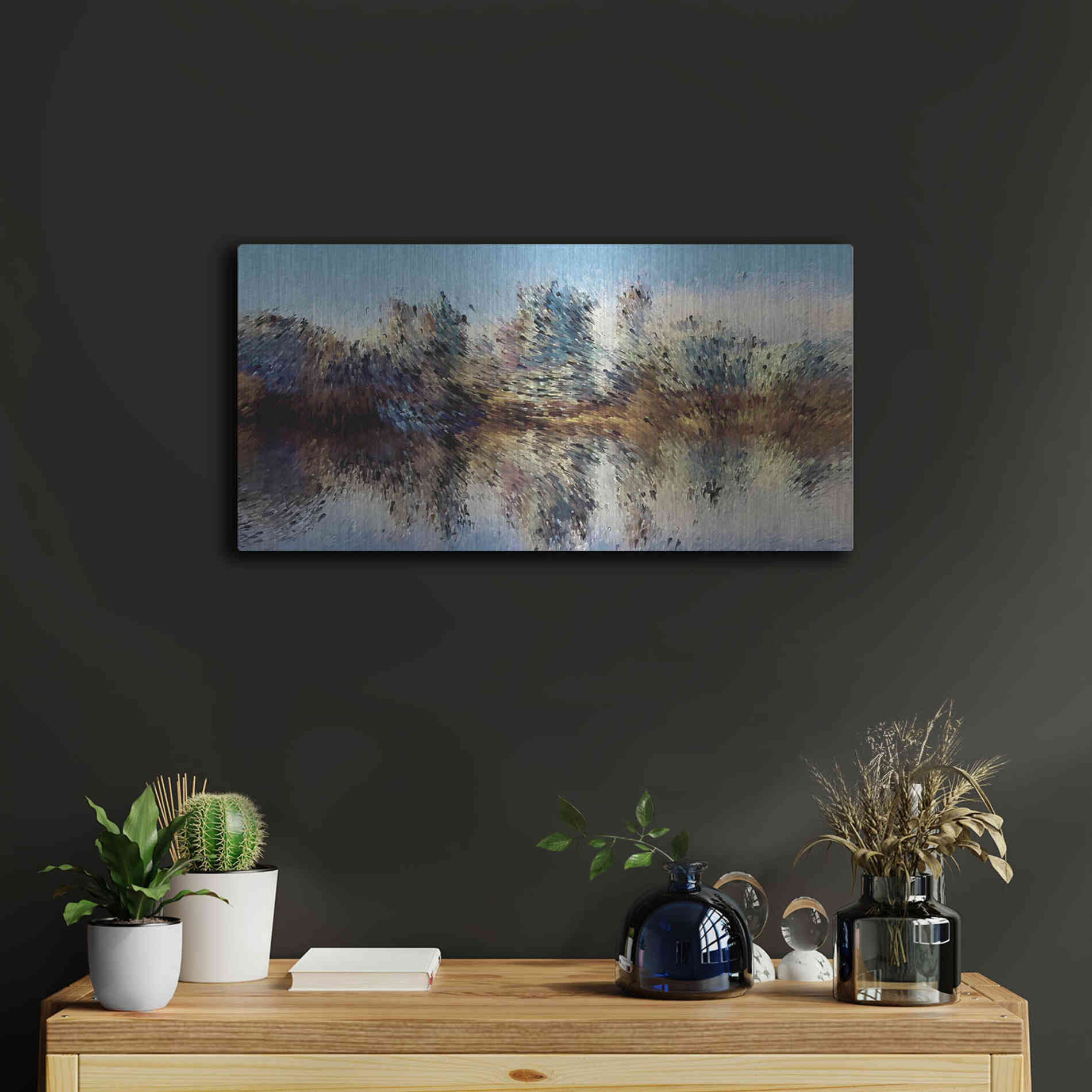 Luxe Metal Art 'Urban Lake Wind' by David Manlove, Metal Wall Art,24x12