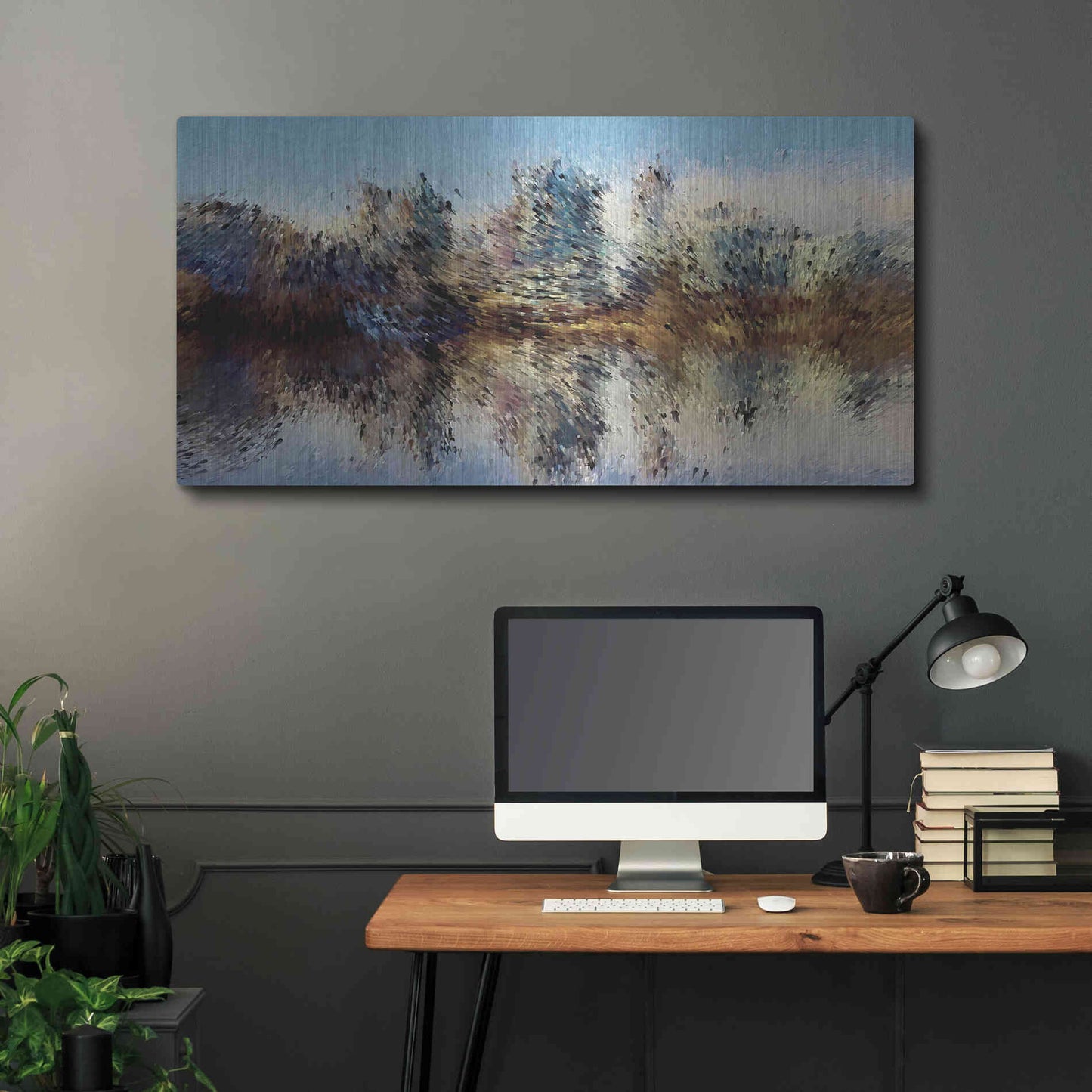 Luxe Metal Art 'Urban Lake Wind' by David Manlove, Metal Wall Art,48x24