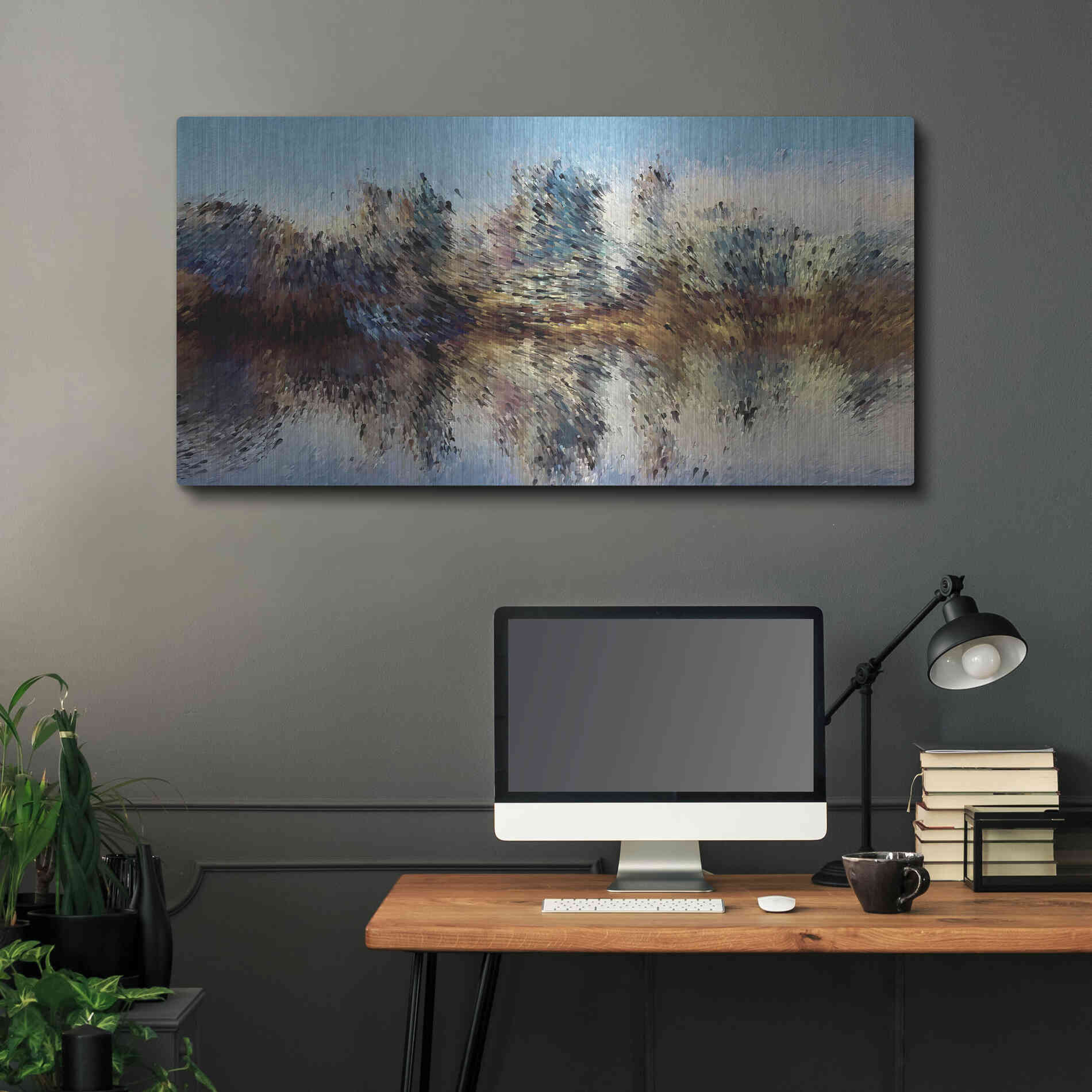 Luxe Metal Art 'Urban Lake Wind' by David Manlove, Metal Wall Art,48x24