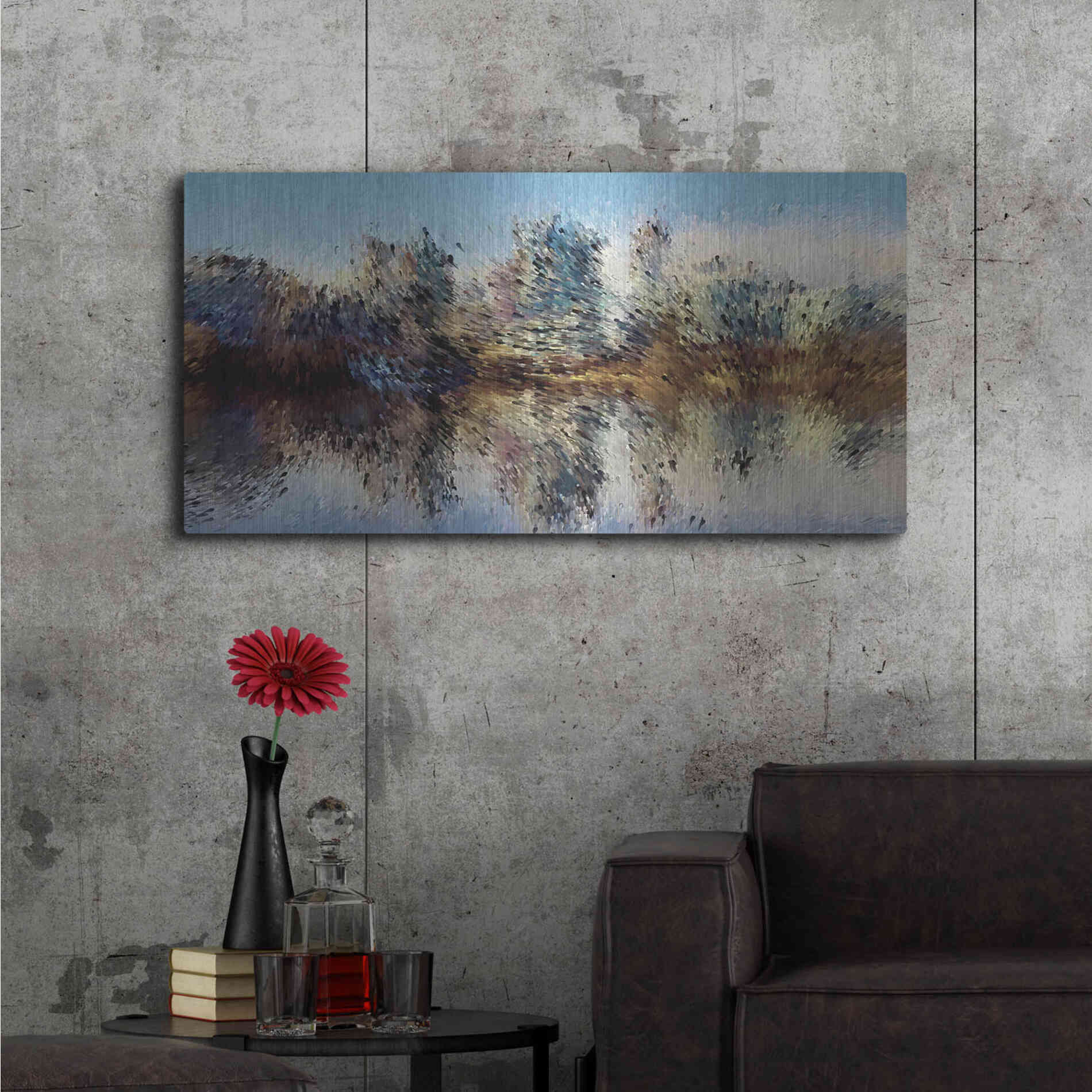 Luxe Metal Art 'Urban Lake Wind' by David Manlove, Metal Wall Art,48x24