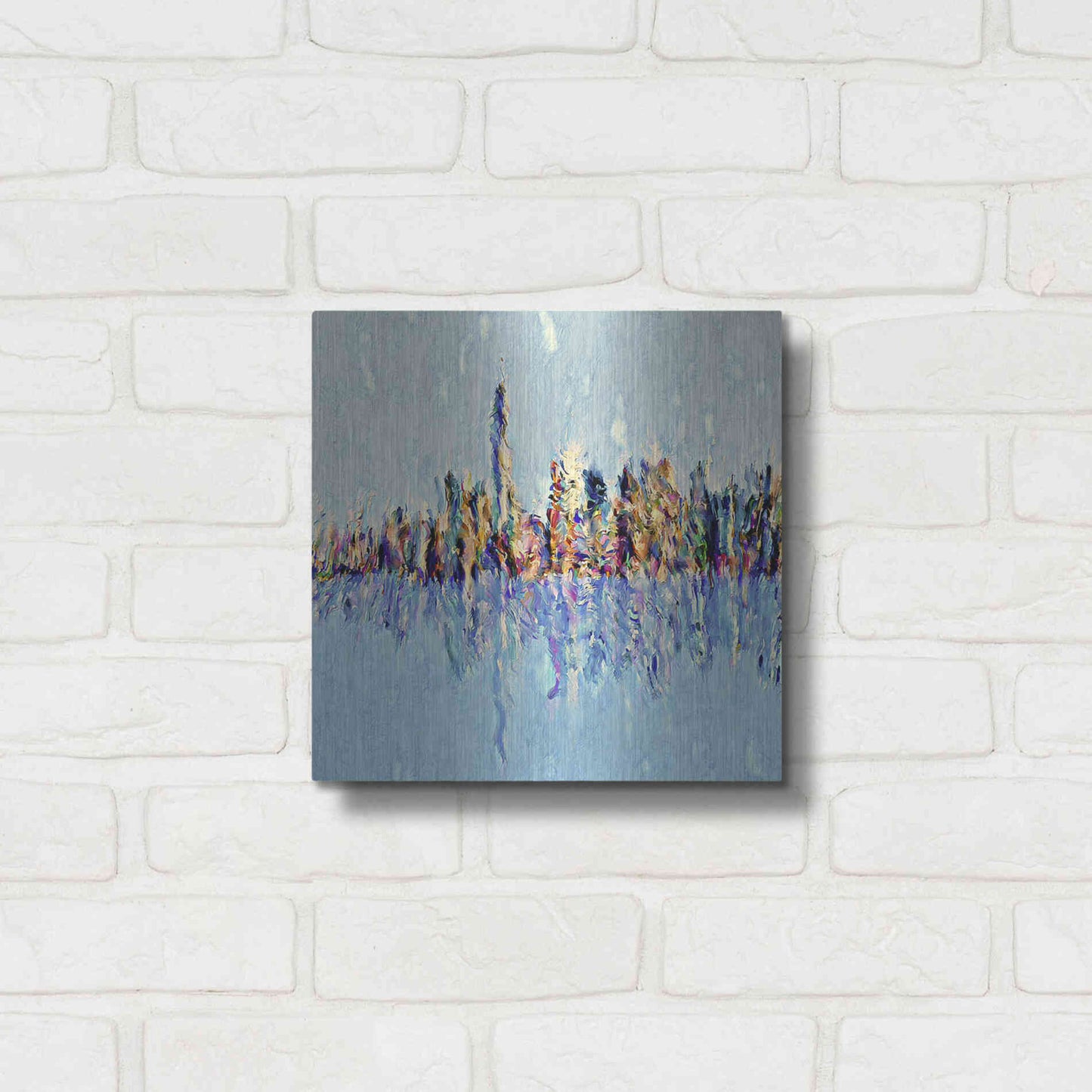 Luxe Metal Art 'New York Guache' by David Manlove, Metal Wall Art,12x12