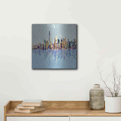 Luxe Metal Art 'New York Guache' by David Manlove, Metal Wall Art,12x12