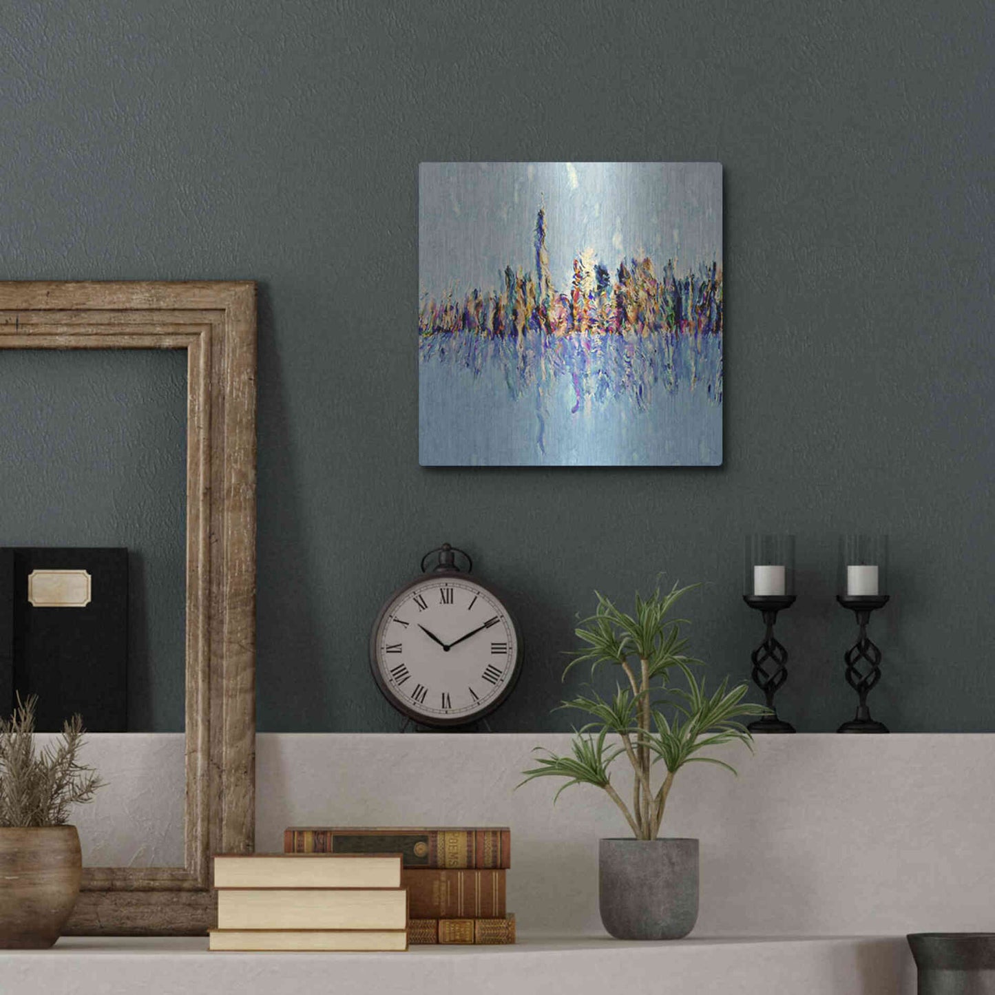 Luxe Metal Art 'New York Guache' by David Manlove, Metal Wall Art,12x12