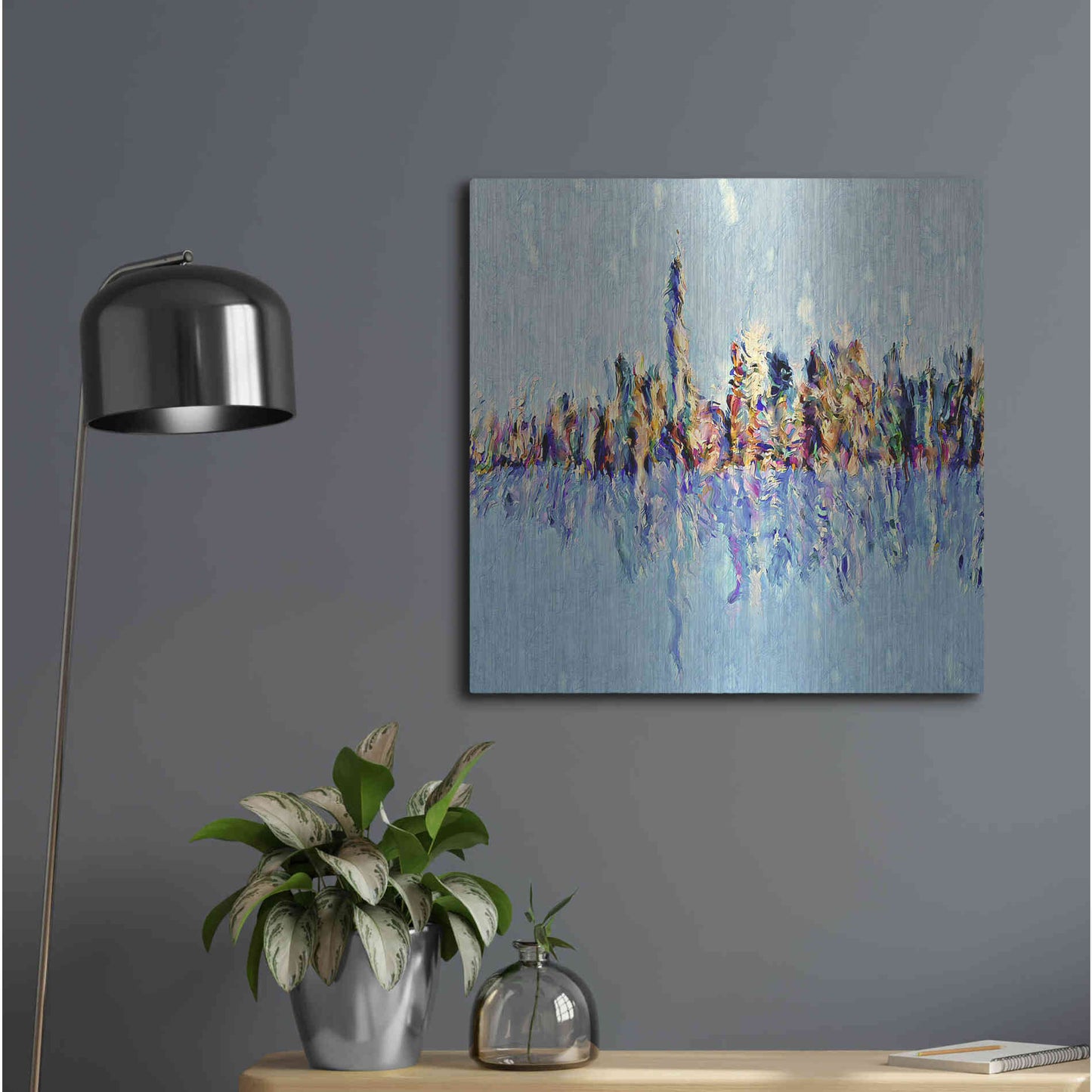 Luxe Metal Art 'New York Guache' by David Manlove, Metal Wall Art,24x24